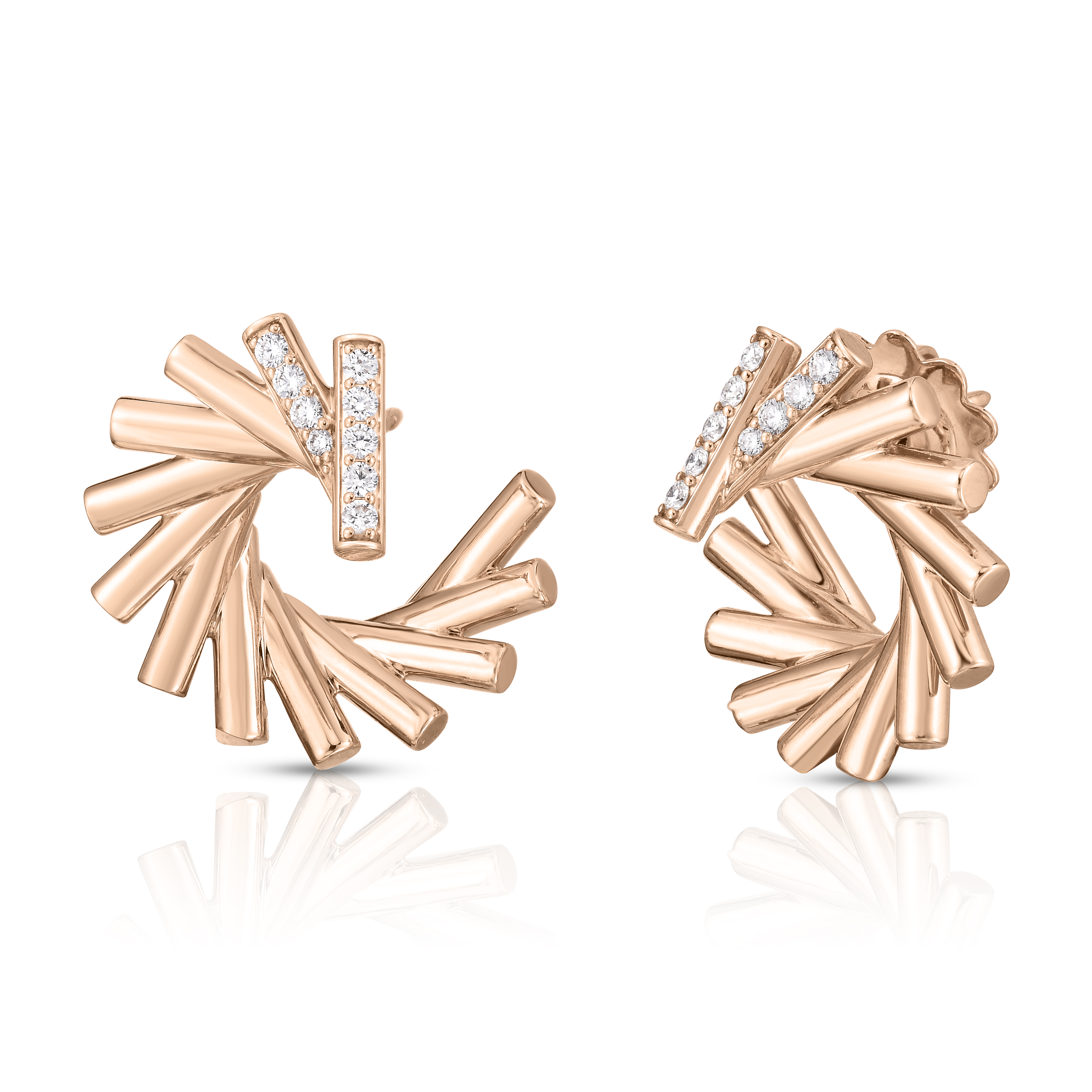 18k Rose/white Gold Domino Diamond Curl Earrings
