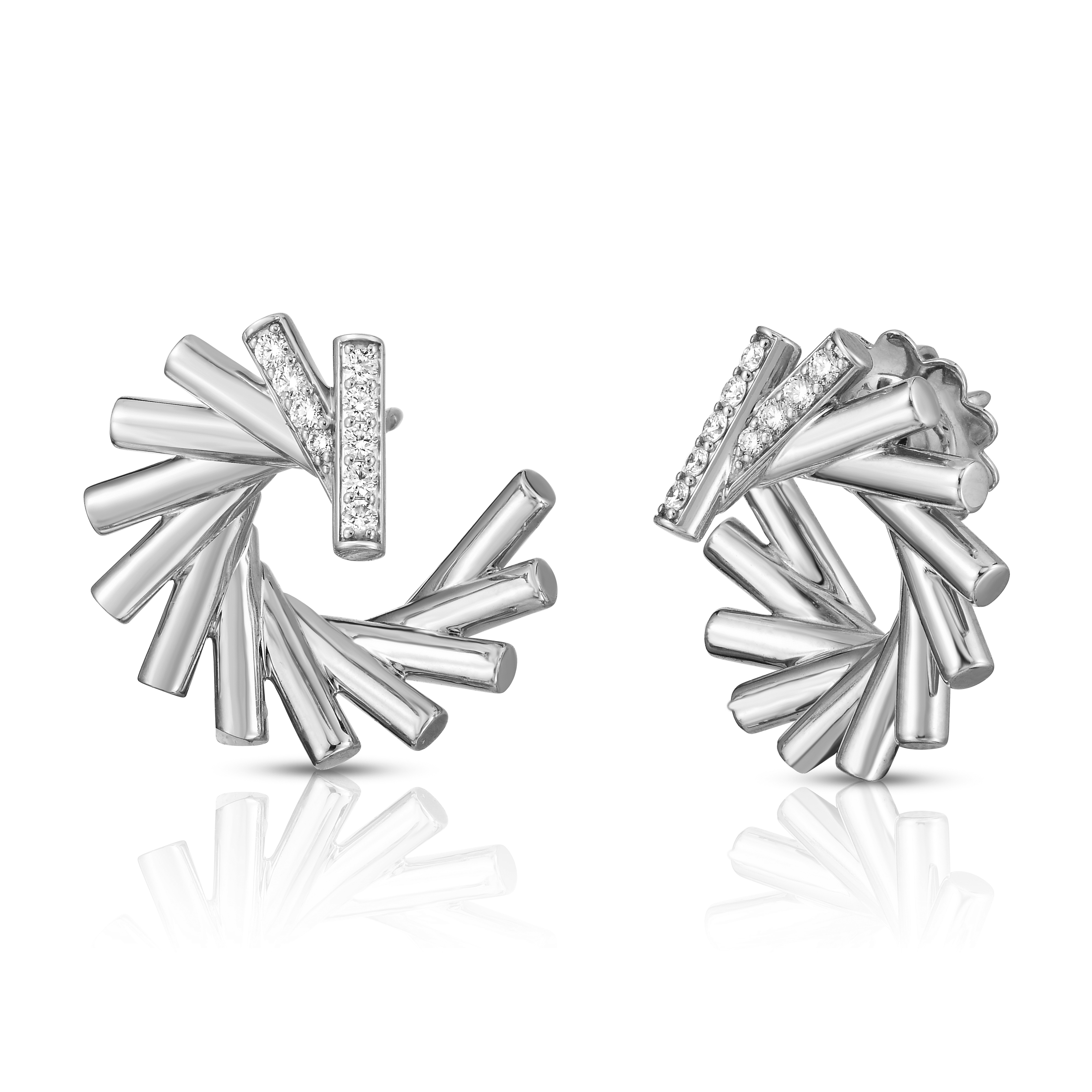 18k White Gold Domino Diamond Curl Earrings