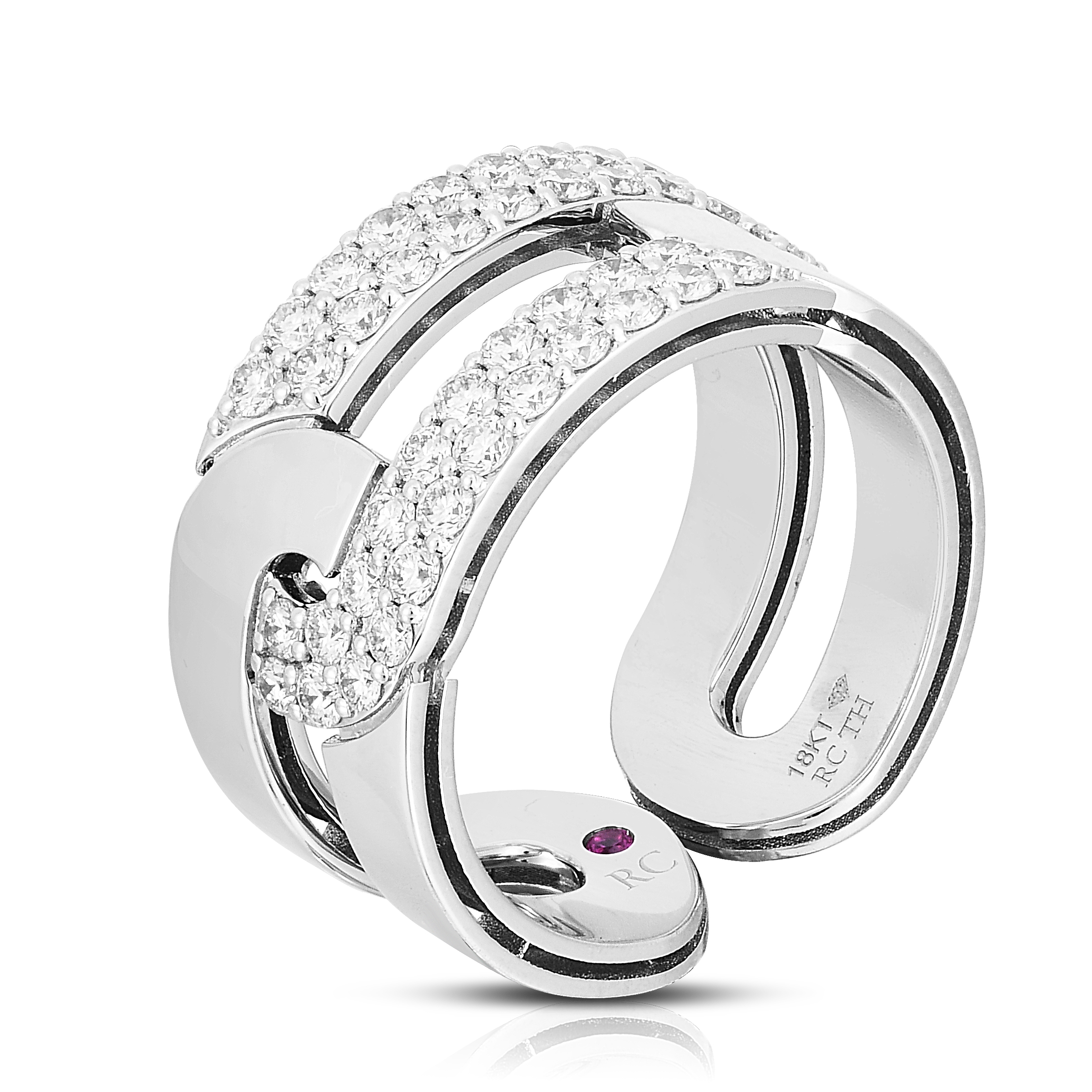 18k White Gold Navarra Diamond Link Wide Ring