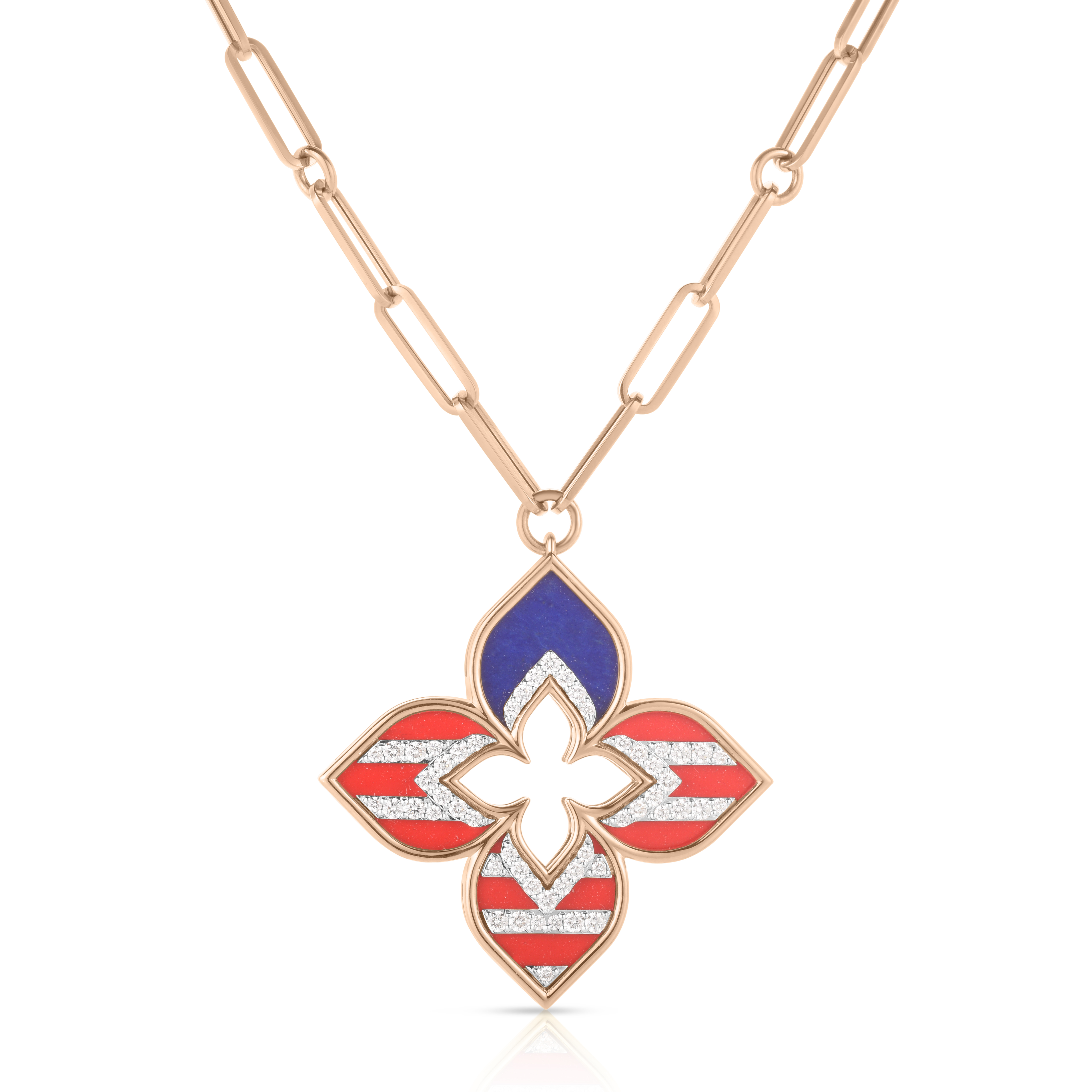18k Rose/white Gold Venetian Princess Diamond & Lapis Long Necklace