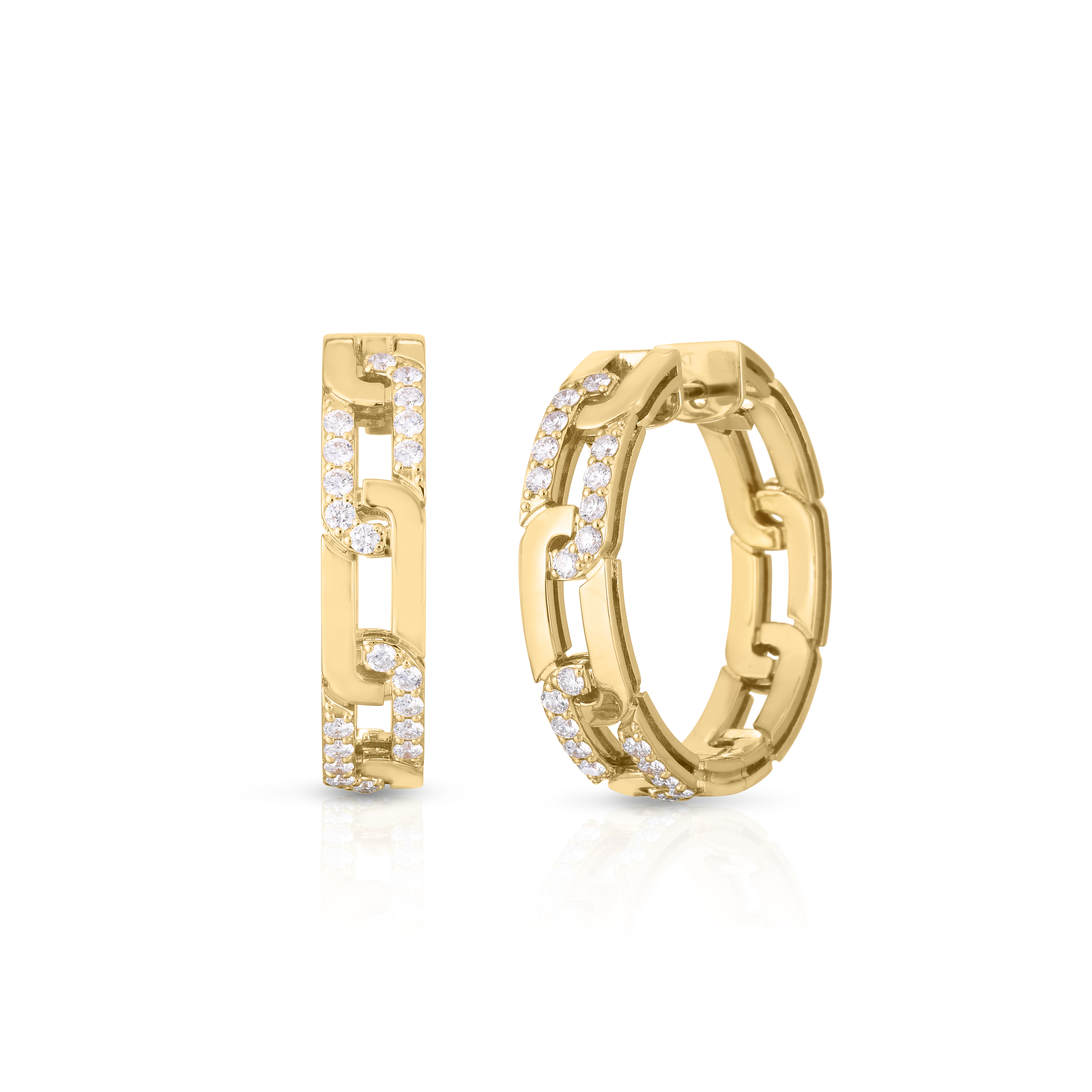 18k Yellow Gold Navarra Medium Diamond Hoop Earrings