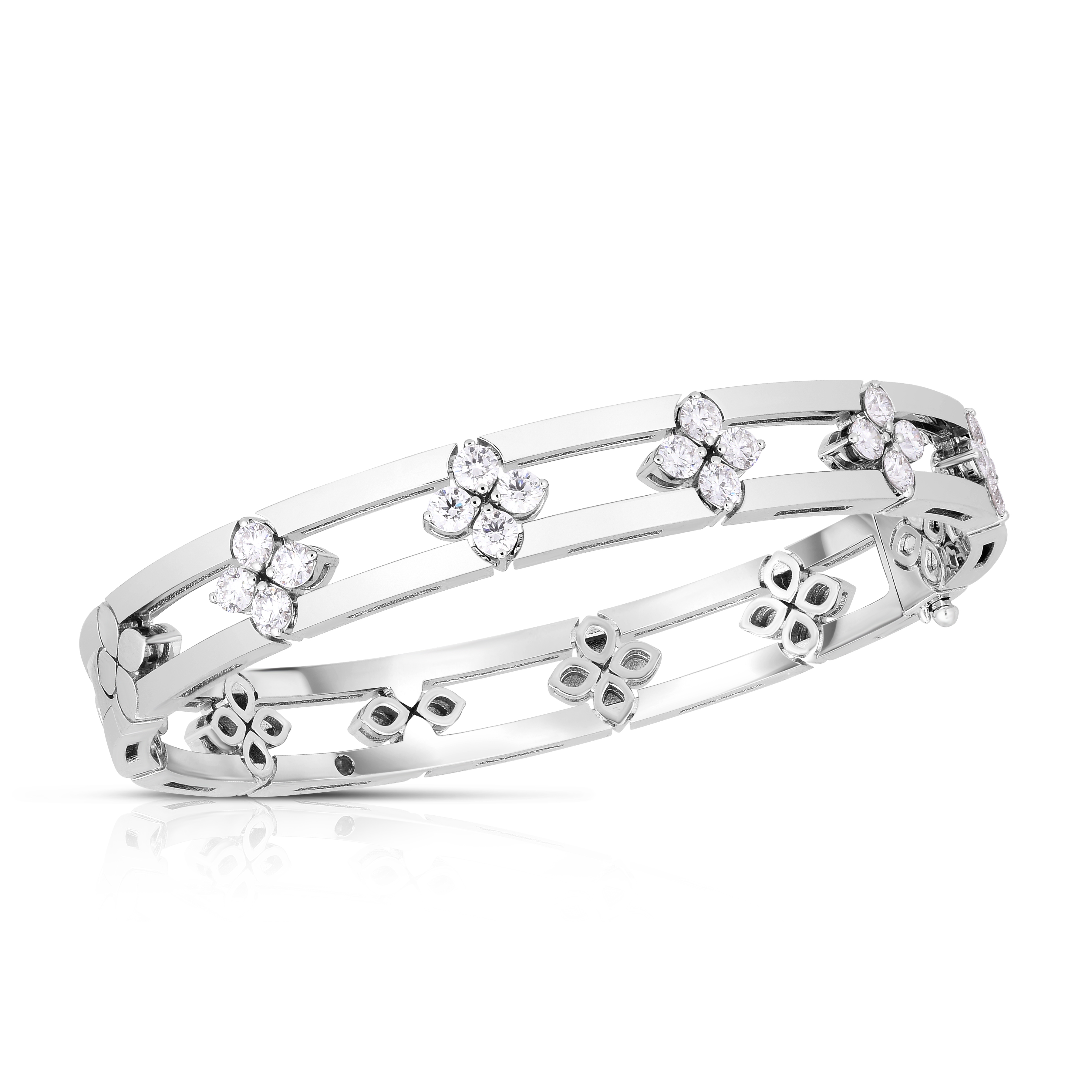 18k White Gold Love In Verona Diamond Open Frame Bangle