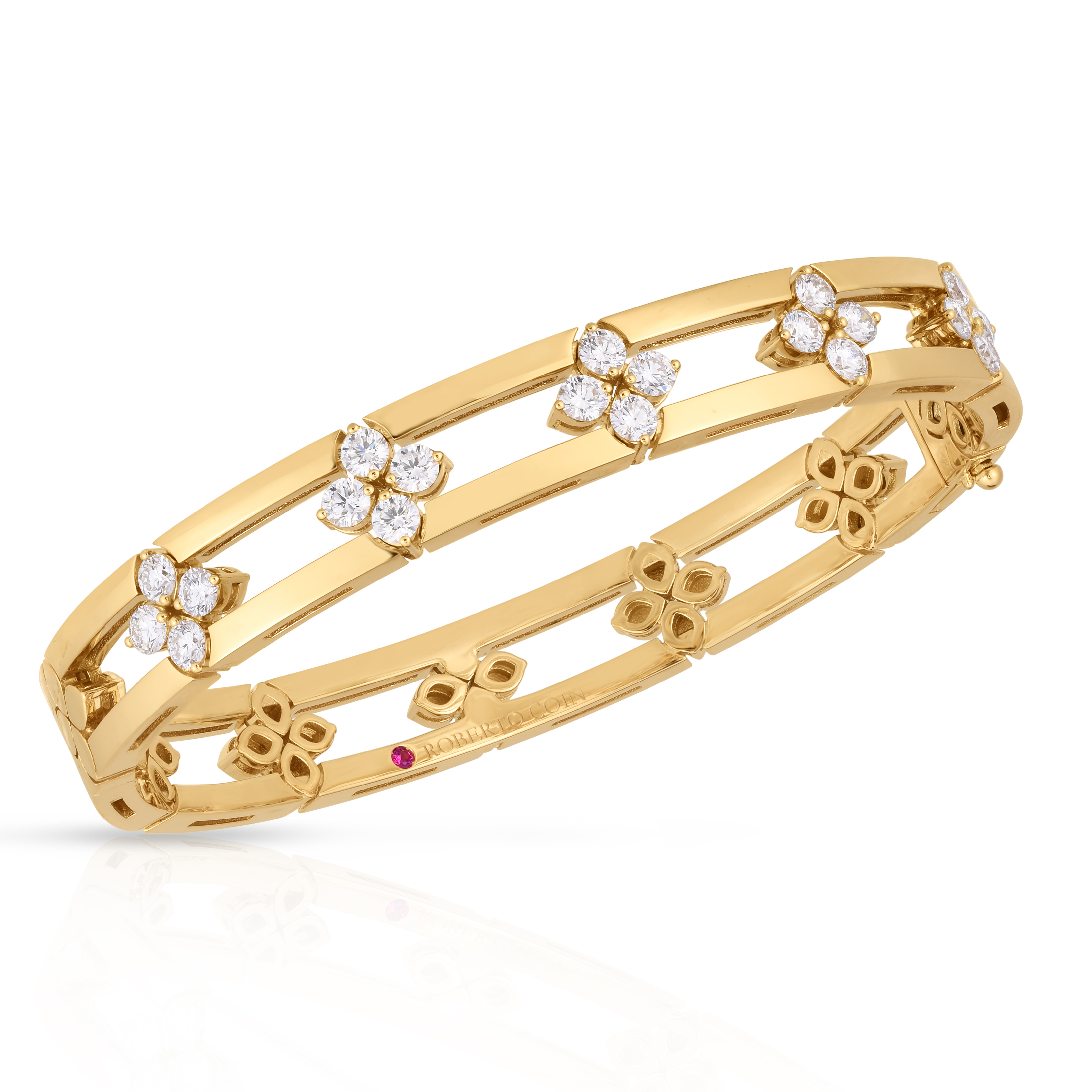 18k Yellow Gold Love In Verona Diamond Open Frame Bangle