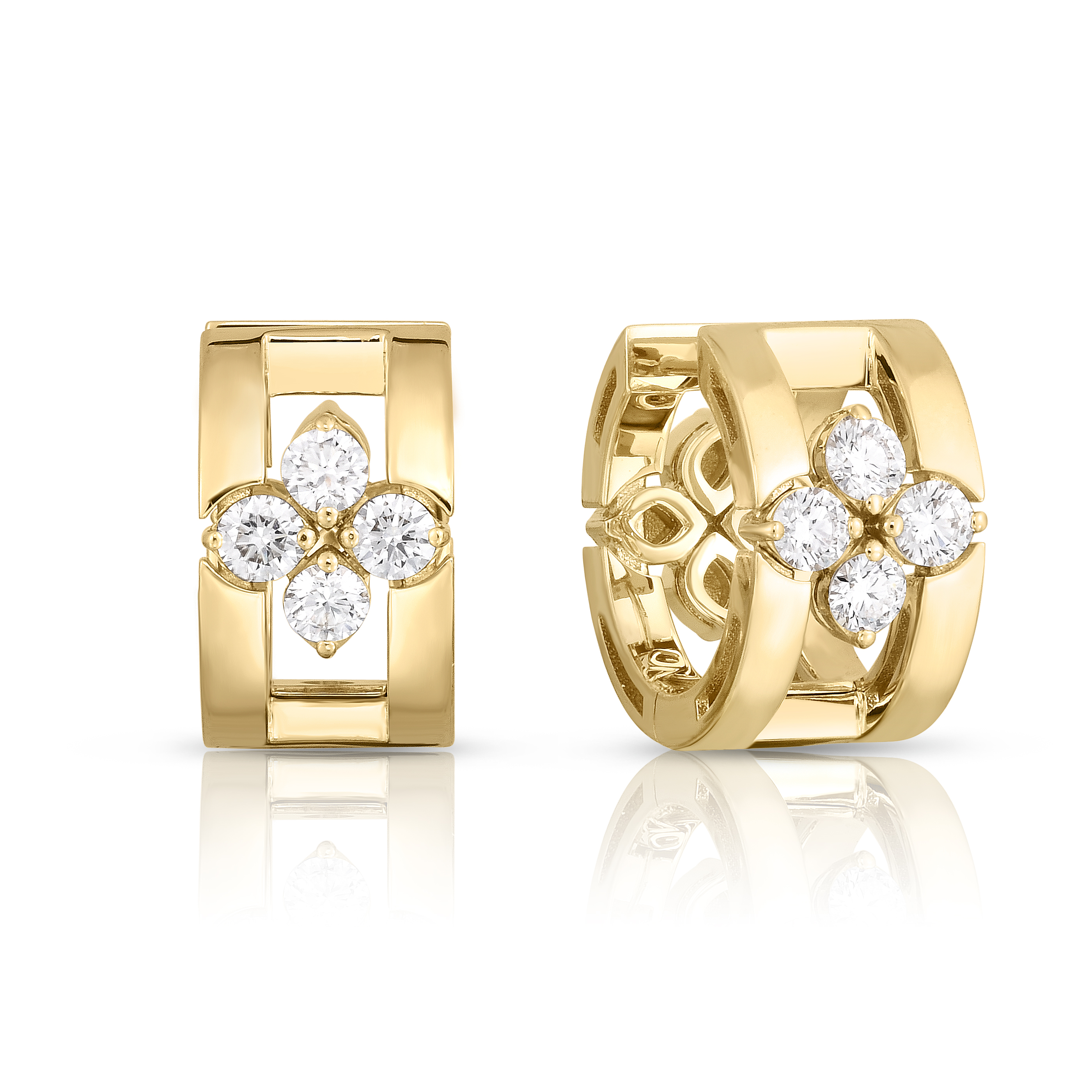 18k Yellow Gold Love In Verona Diamond Open Frame Hoop Earrings