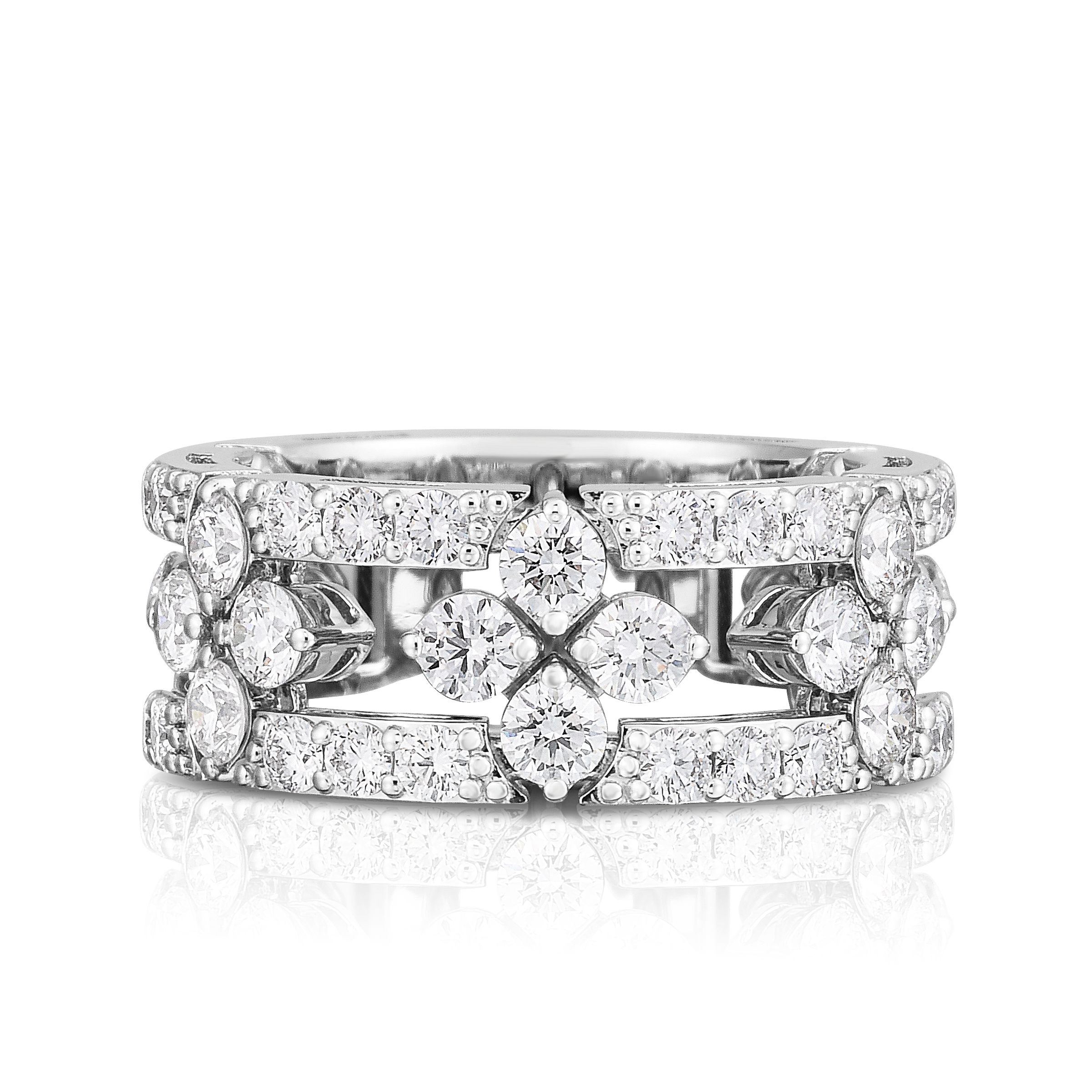 18k White Gold Love In Verona Diamond Open Frame Pave Ring