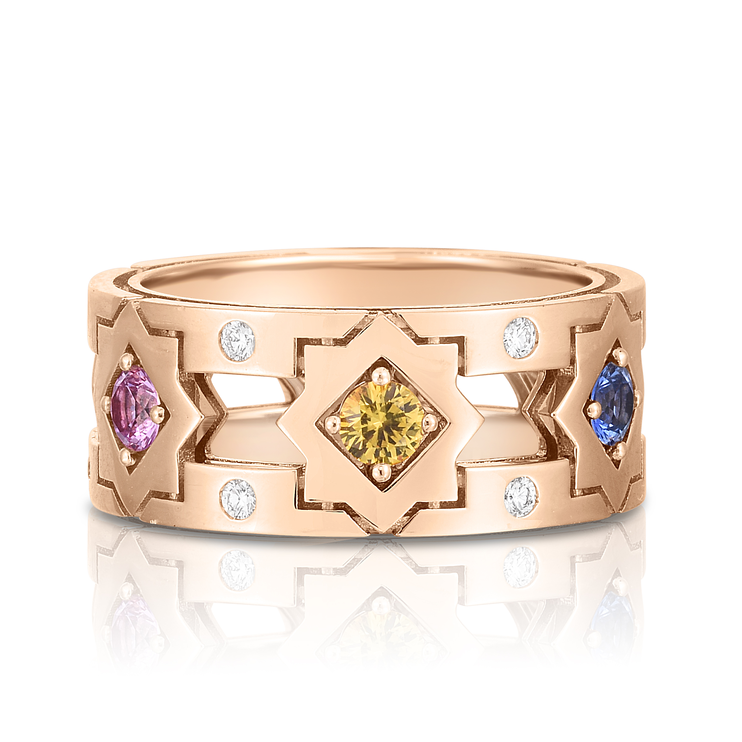 18k Rose Gold Navarra Diamond & Mixed Sapphire Ring