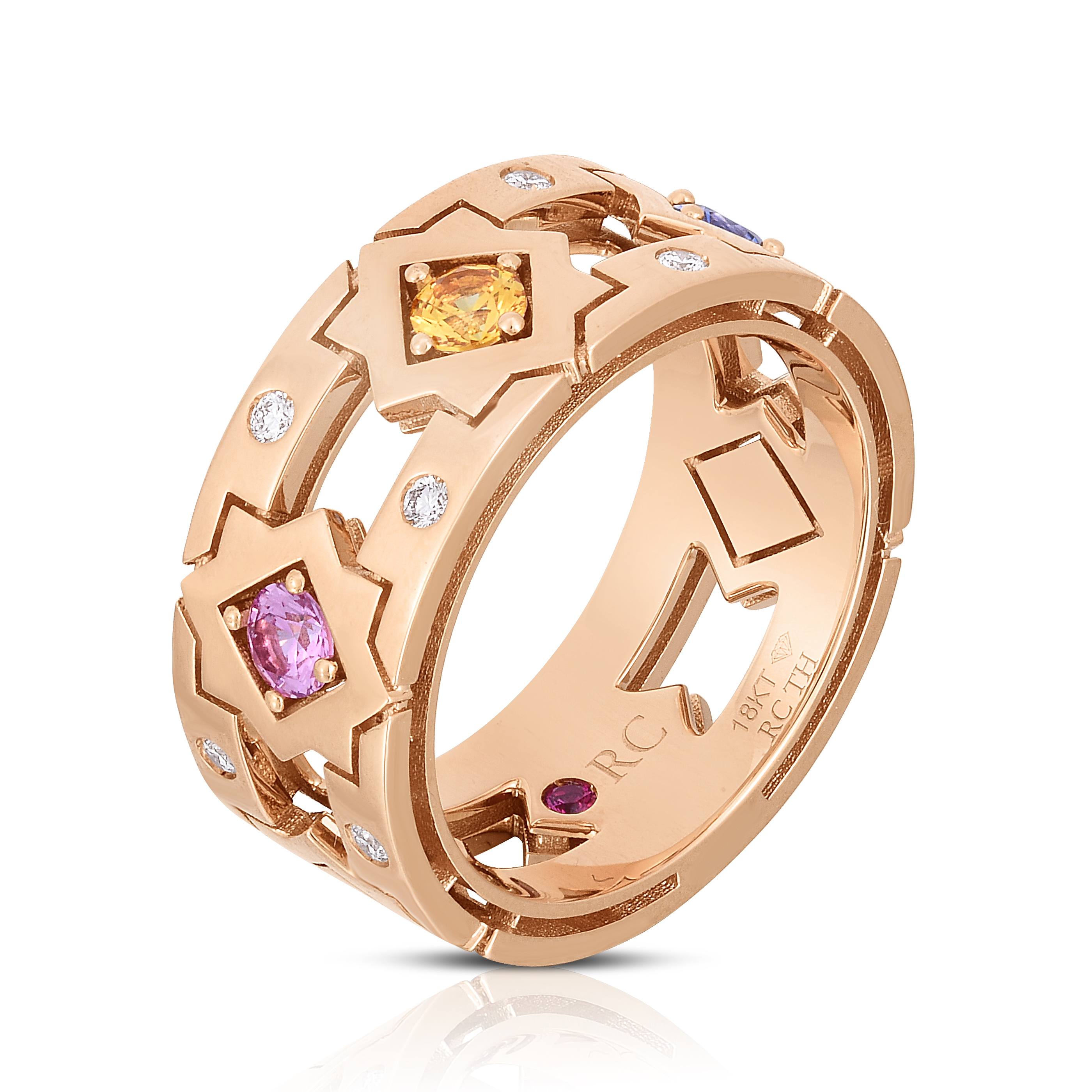18k Rose Gold Navarra Diamond & Mixed Sapphire Ring