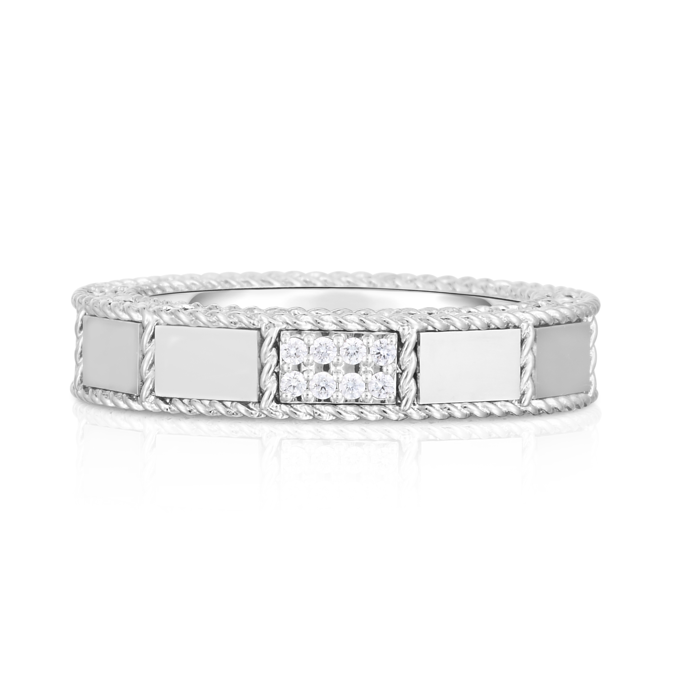 18k White Gold Art Deco Mosaic Diamond Accent Ring