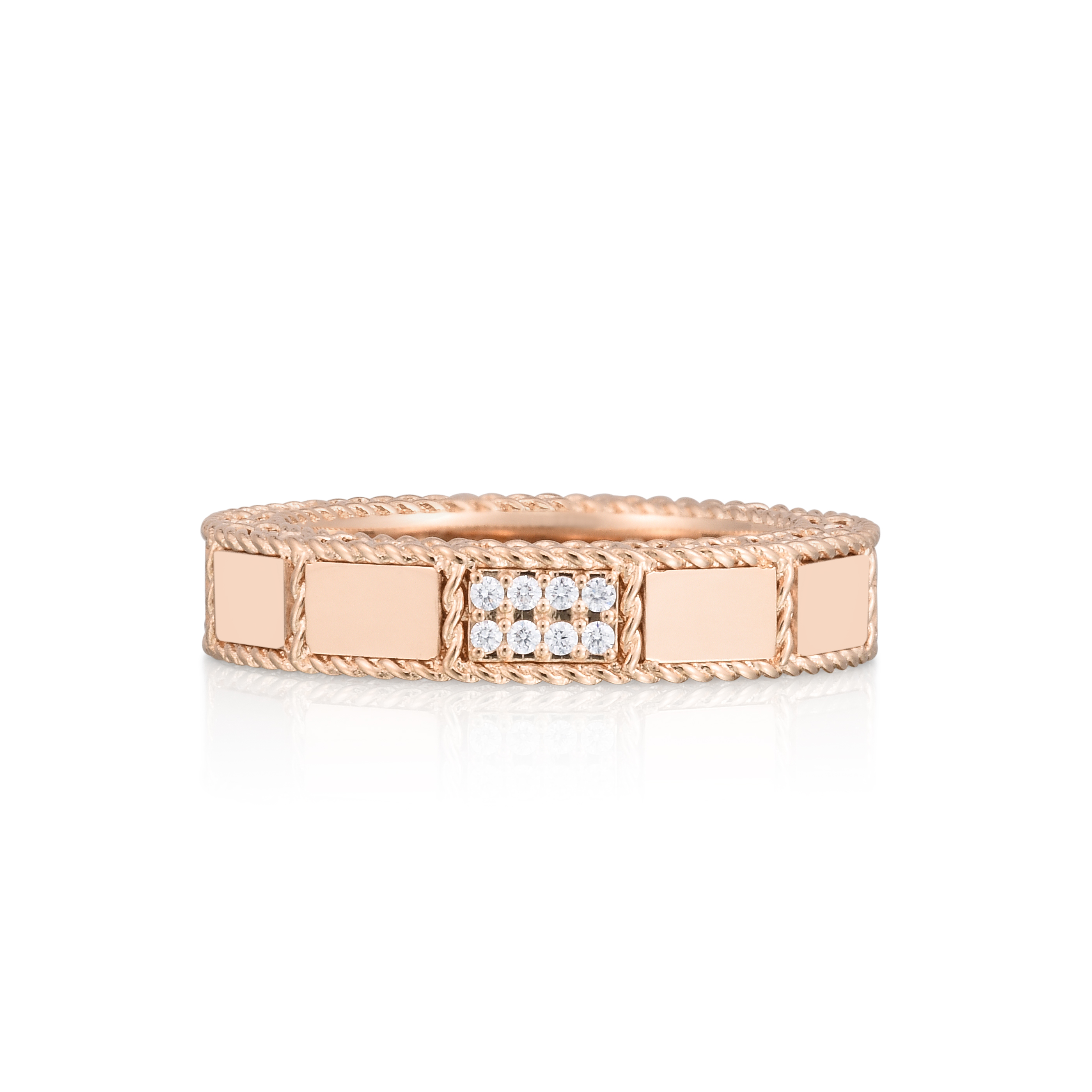 18k Rose Gold Art Deco Mosaic Diamond Accent Ring