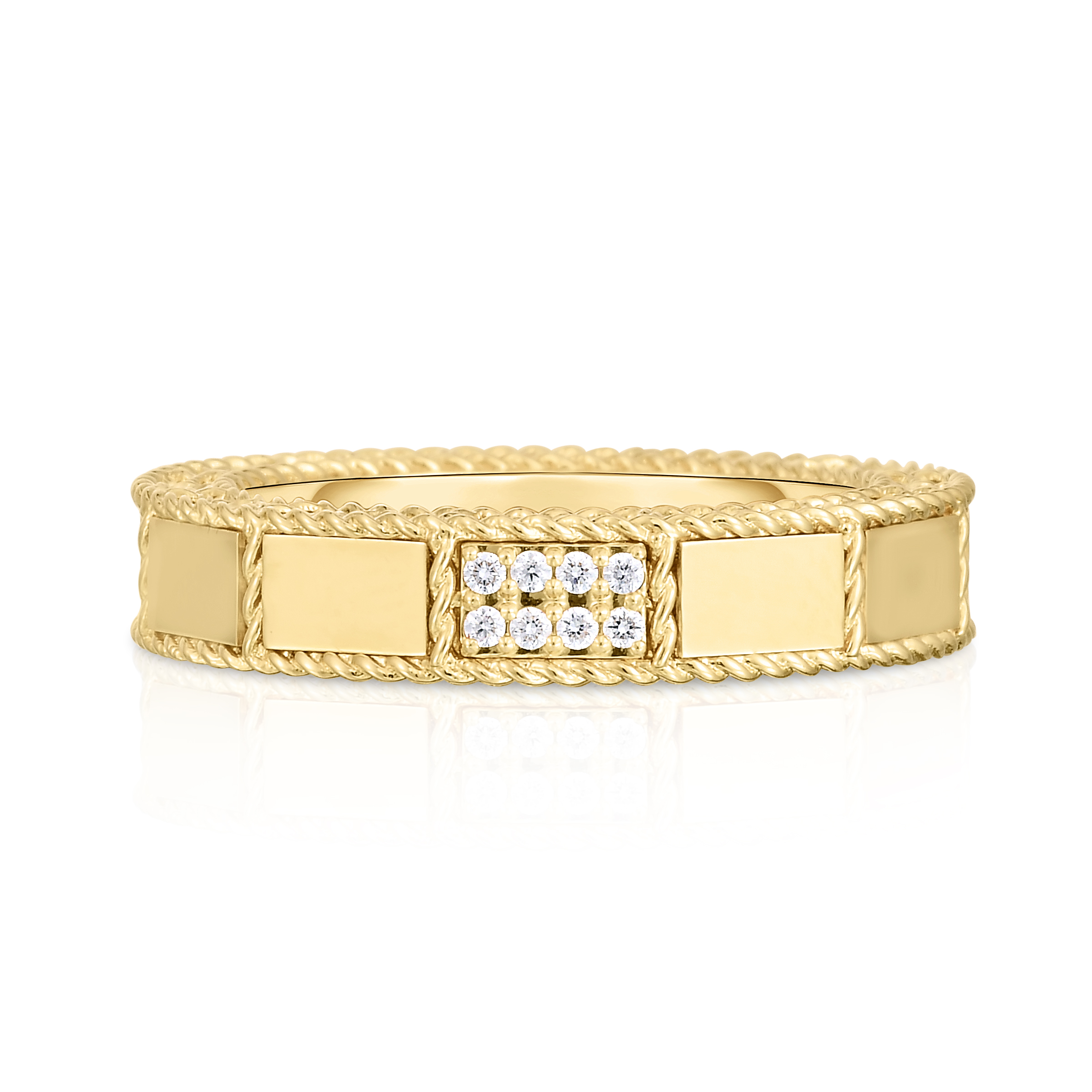 18k Yellow Gold Art Deco Mosaic Diamond Accent Ring