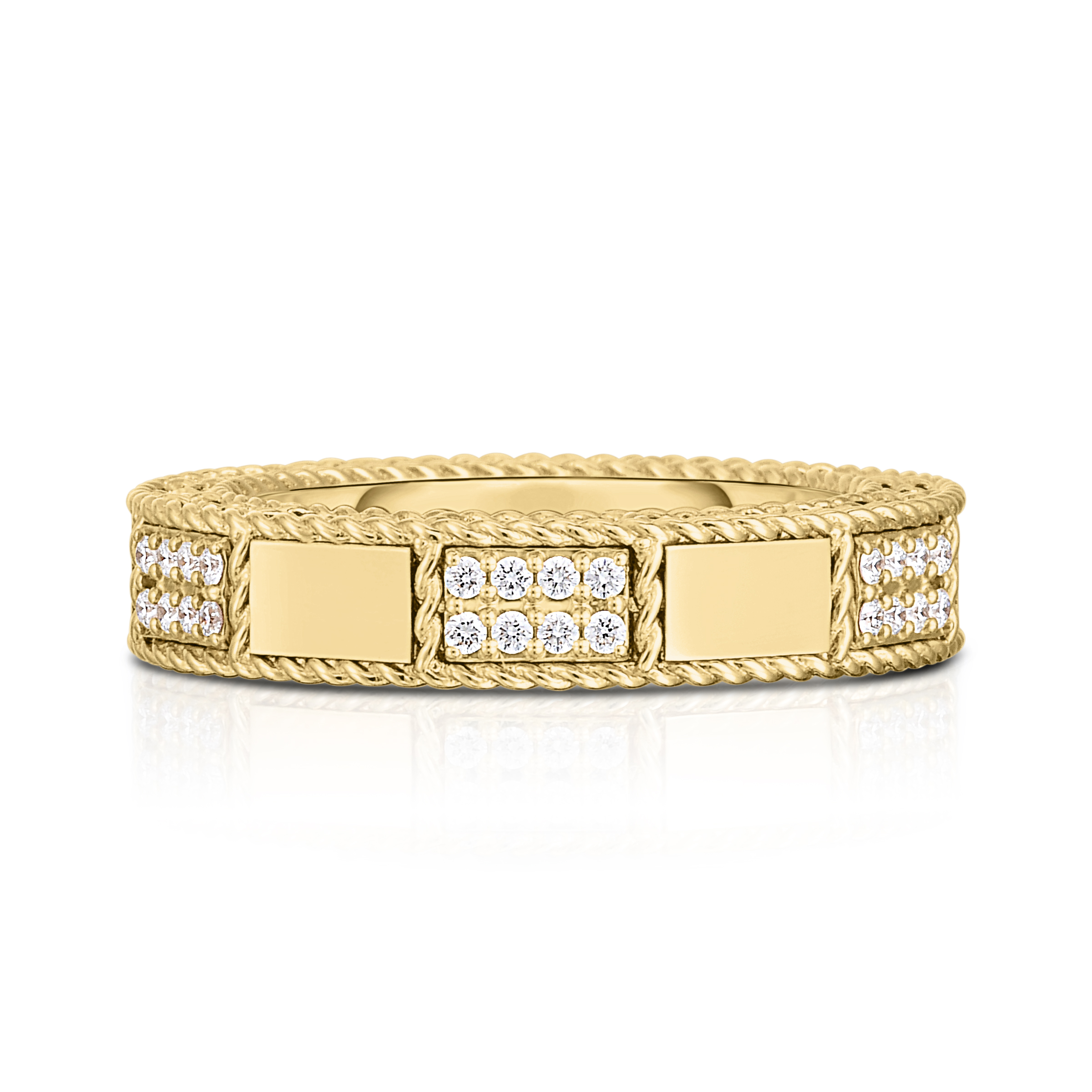 18k Yellow Gold Art Deco Mosaic Alternating Diamond Ring