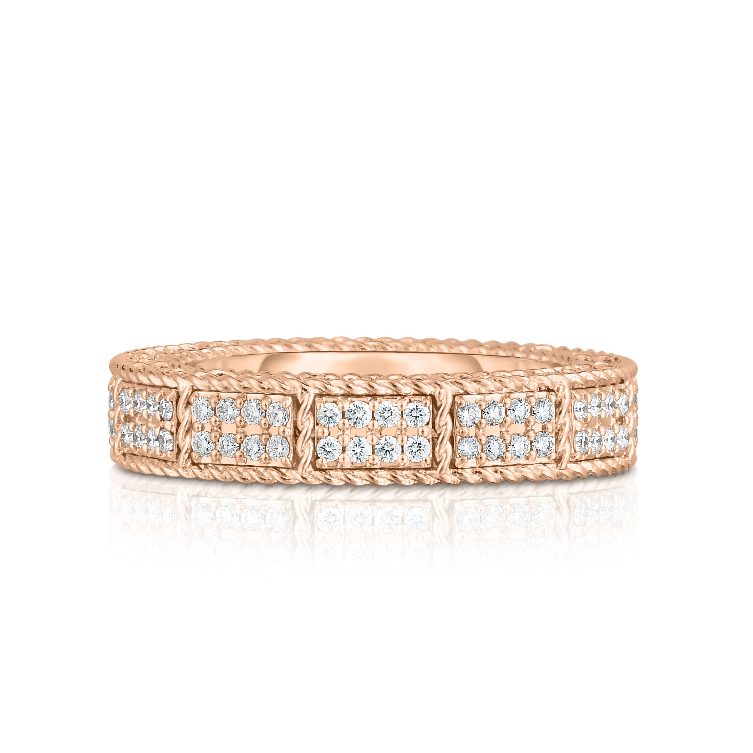 18k Rose Gold Art Deco Mosaic Pave Diamond Ring