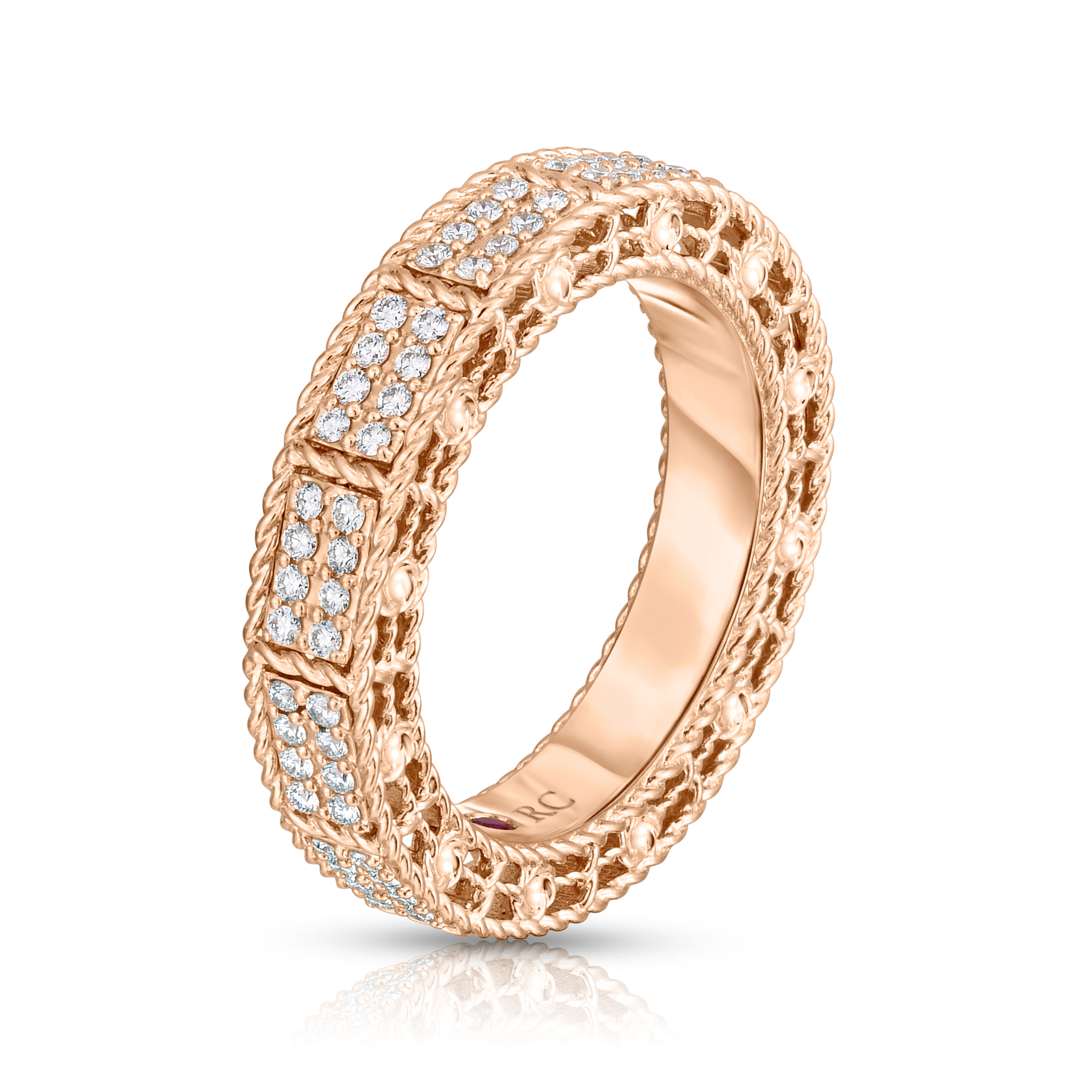 18k Rose Gold Art Deco Mosaic Pave Diamond Ring