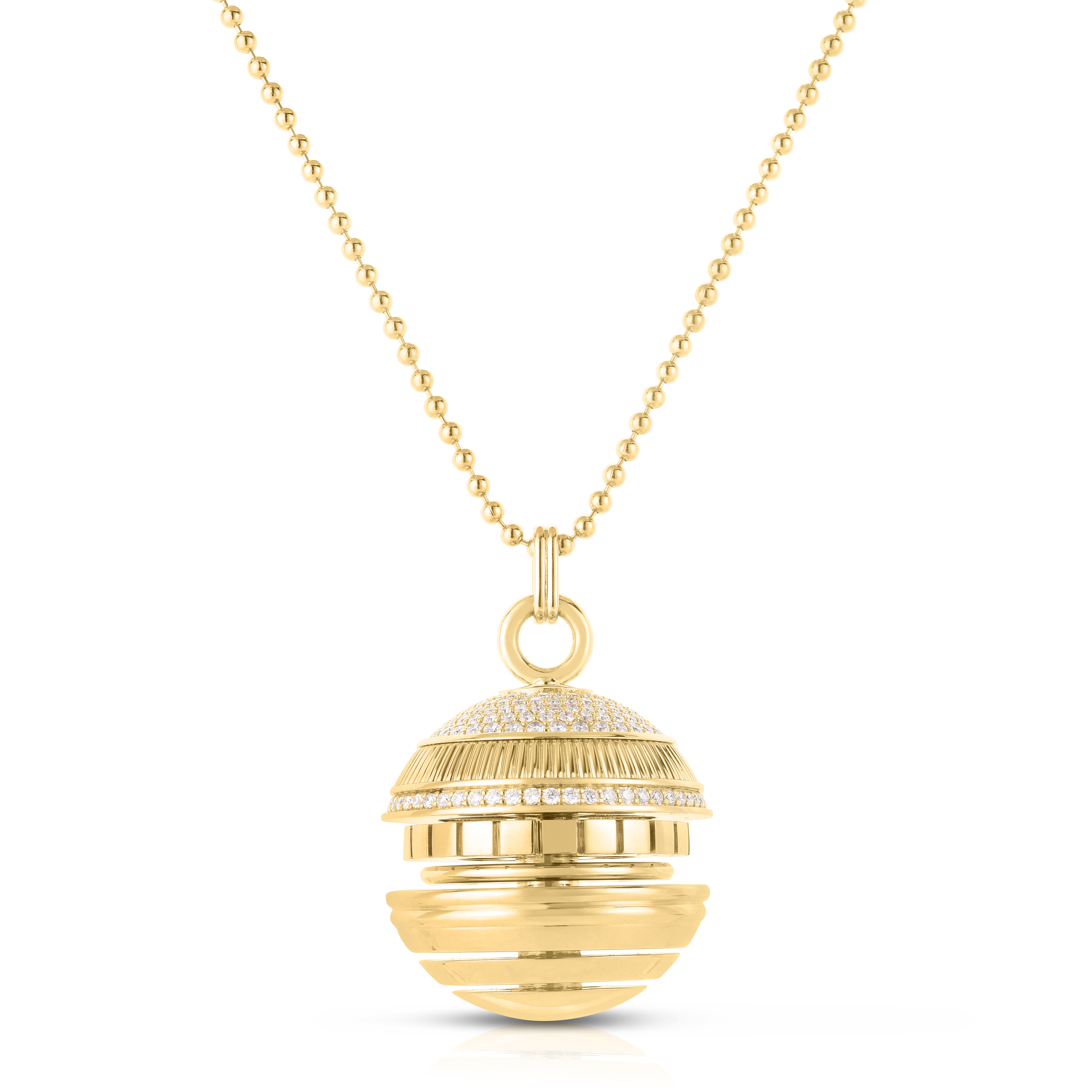 18k Yellow Gold Art Deco Mosaic Diamond Sphere Long Necklace