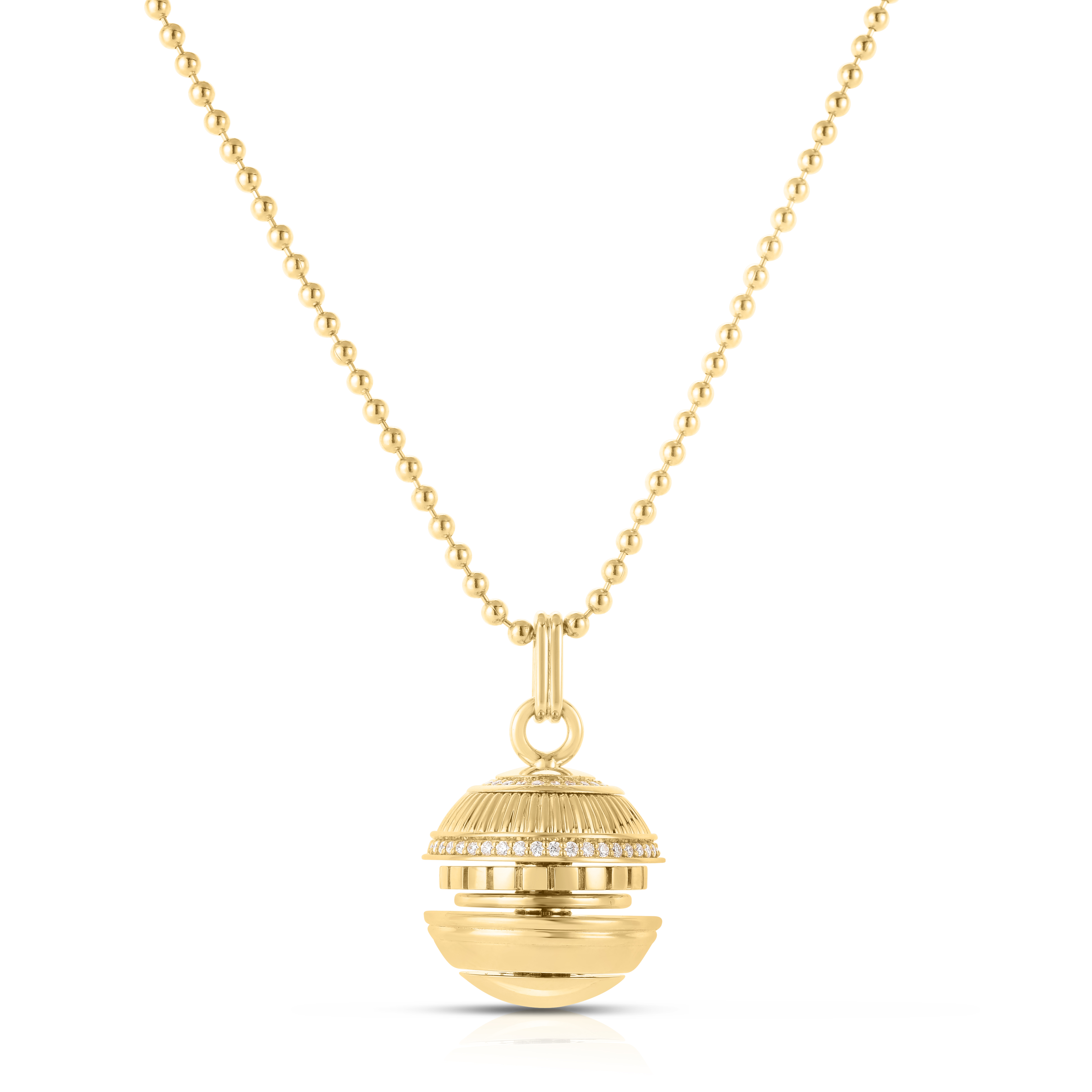 18k Yellow Gold Art Deco Mosaic Diamond Sphere Necklace