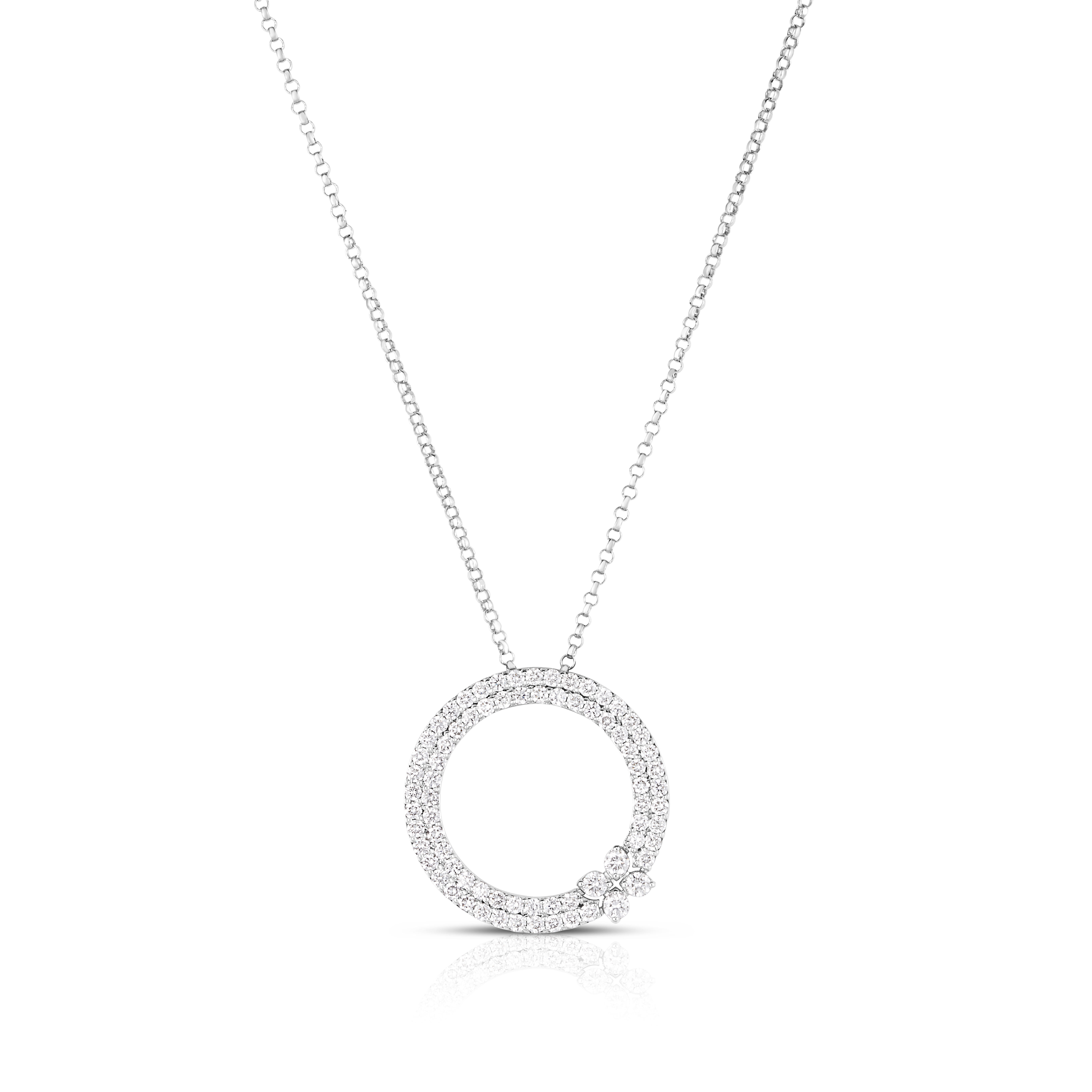 18k White Gold Love In Verona Pave Diamond Circle Necklace