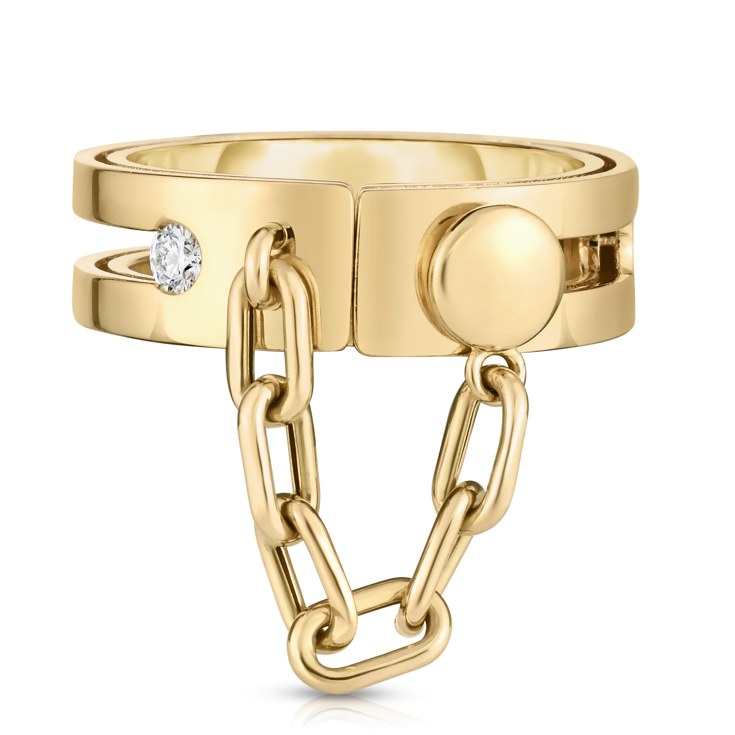 18k Yellow Gold Navarra Diamond Accent With Chain Ring