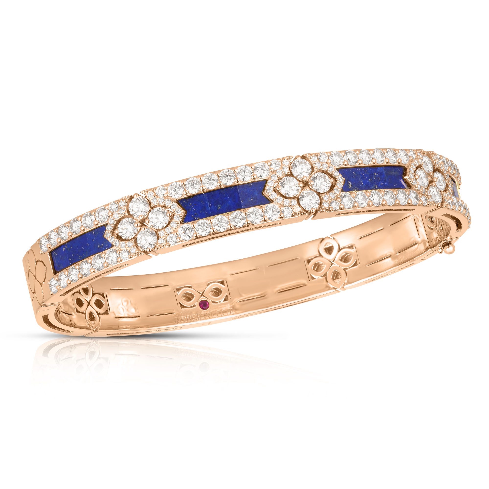 18k Rose Gold Love In Verona Pave Diamond & Lapis Bangle