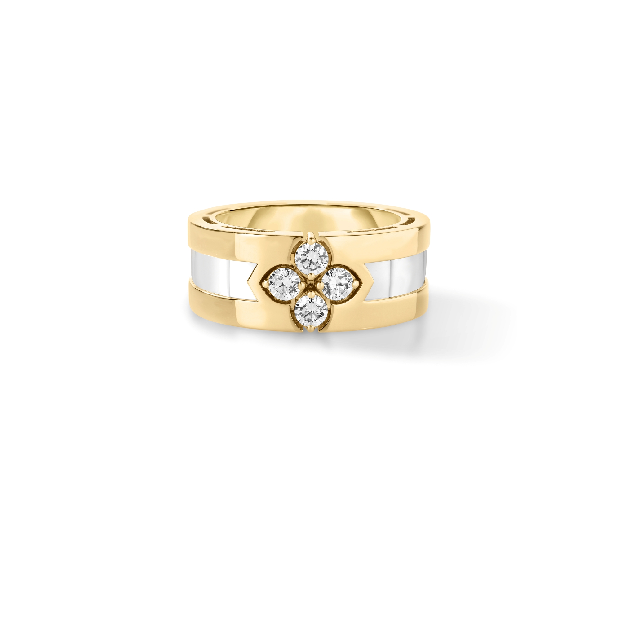 18k Yellow Gold Love In Verona Diamond & Mother Of Pearl Ring