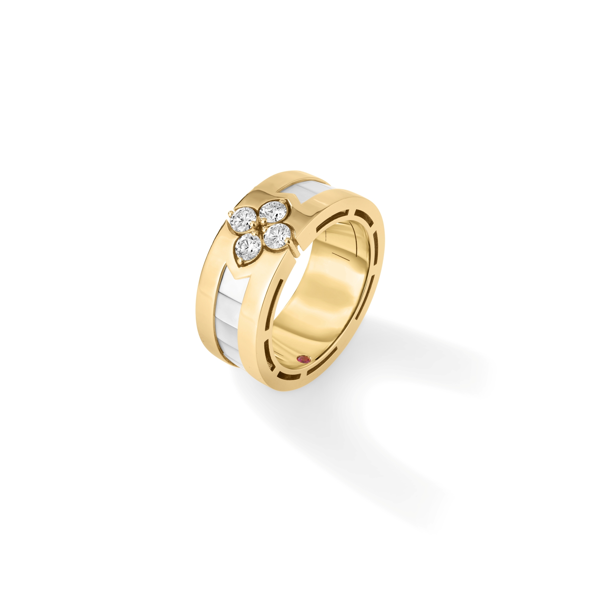18k Yellow Gold Love In Verona Diamond & Mother Of Pearl Ring