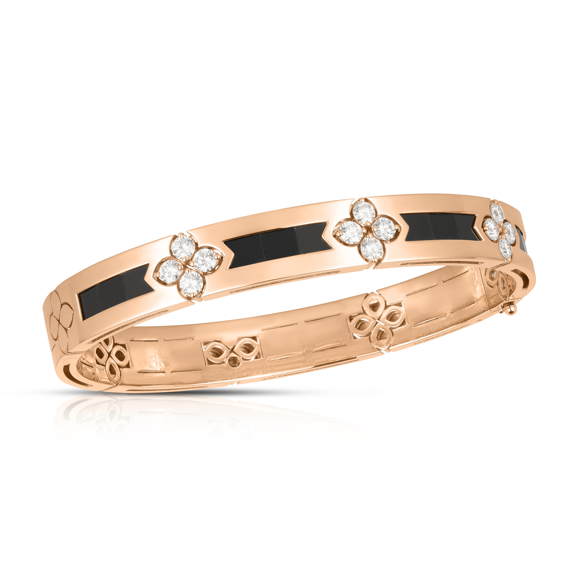18k Rose Gold Love In Verona Diamond & Black Jade Bangle