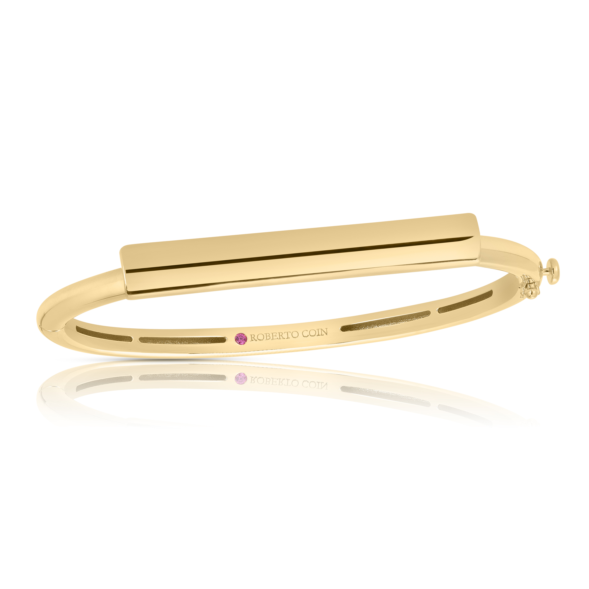 18k Yellow Gold Domino Diamond Accent Bar Bangle