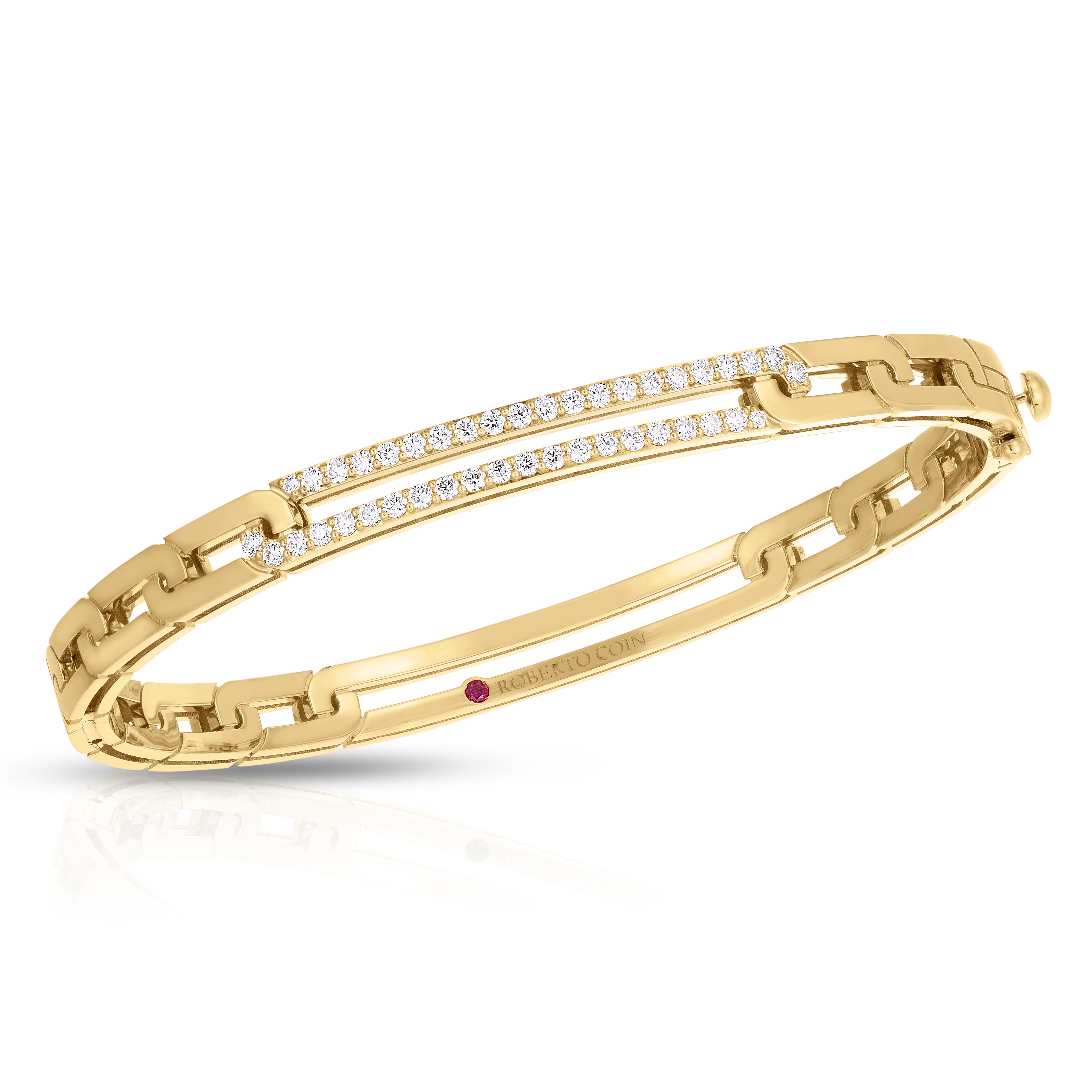 18k Yellow Gold Navarra Pave Extended Link Bangle