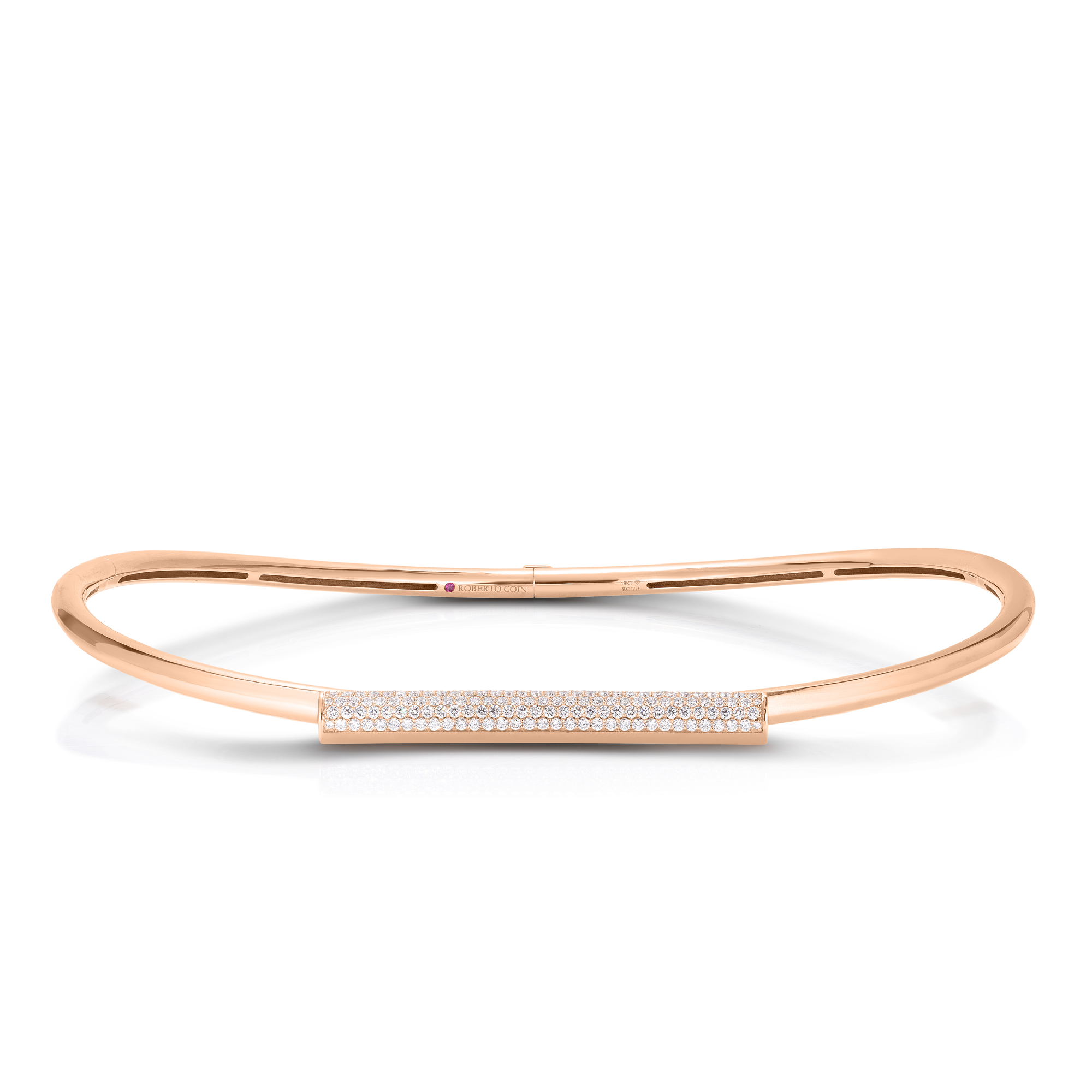 18k Rose Gold Domino Pave Diamond Bar Collar Necklace