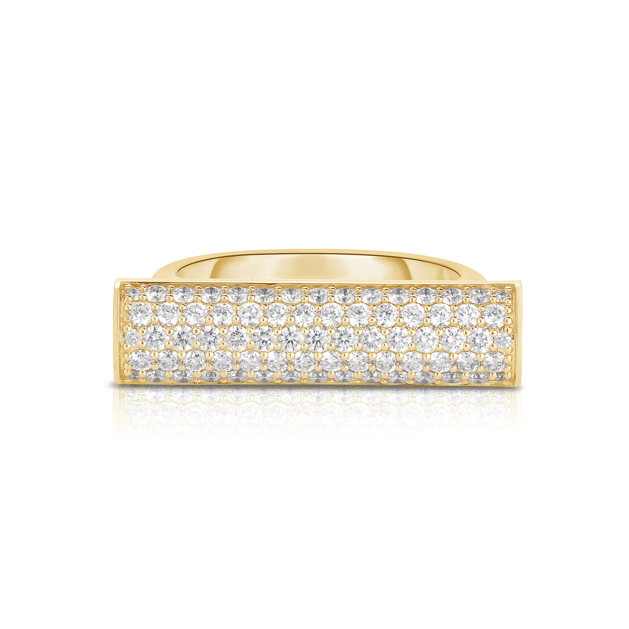 18k Yellow Gold Domino Pave Diamond Bar Ring