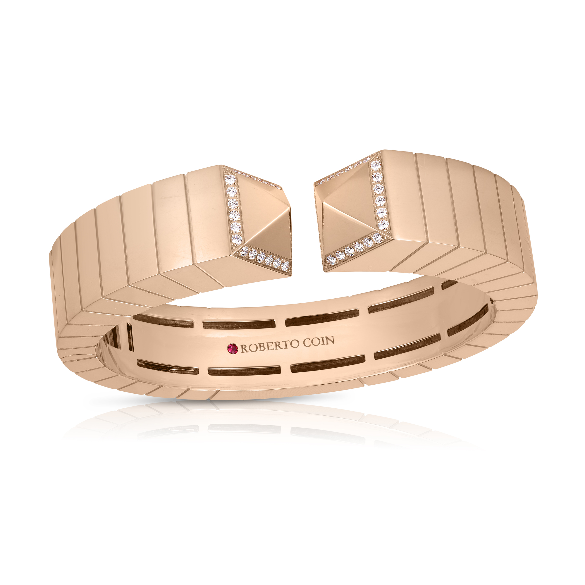18k Rose Gold Obelisco Diamond Accent Bangle