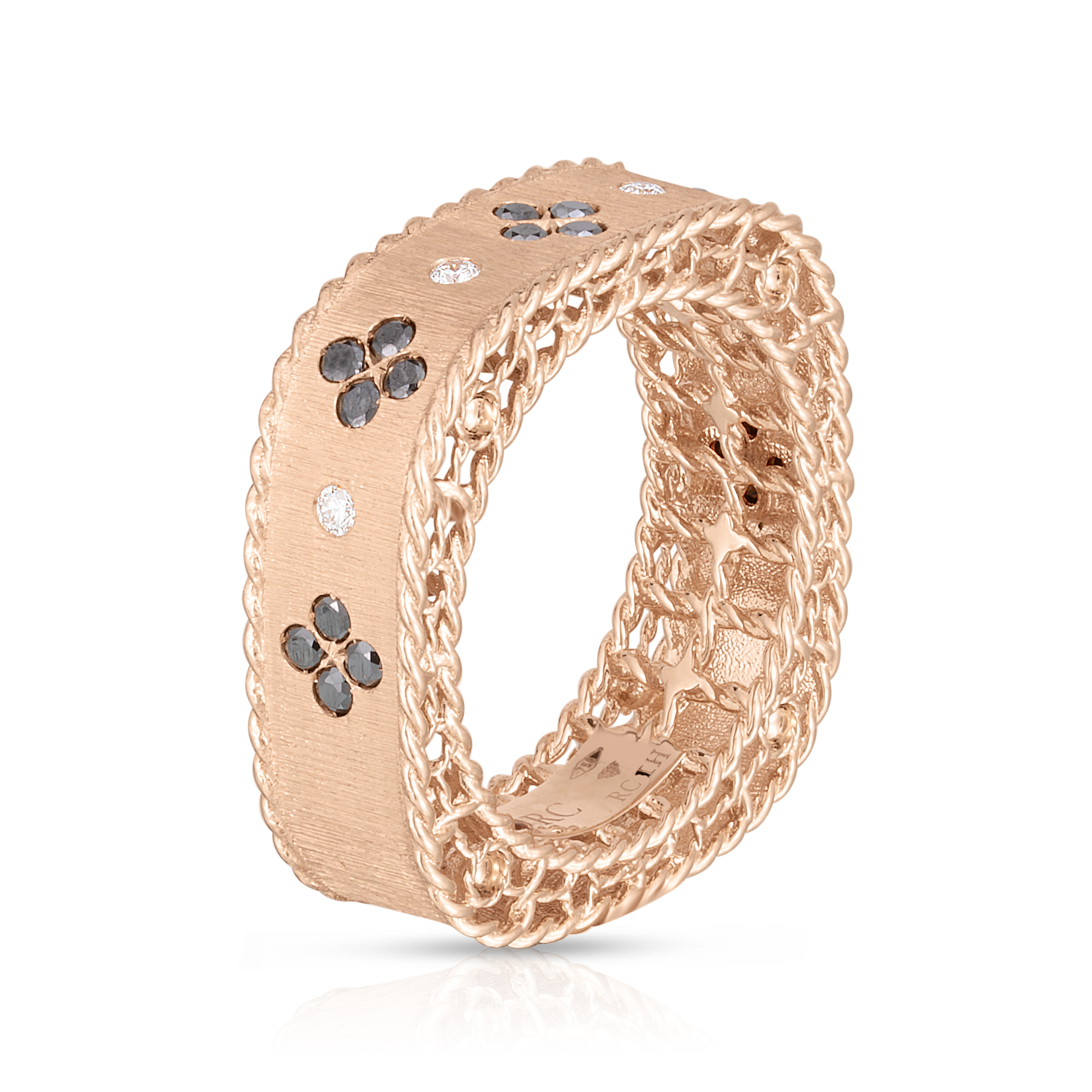 18k Rose Gold Princess Black & White Diamond Square Ring