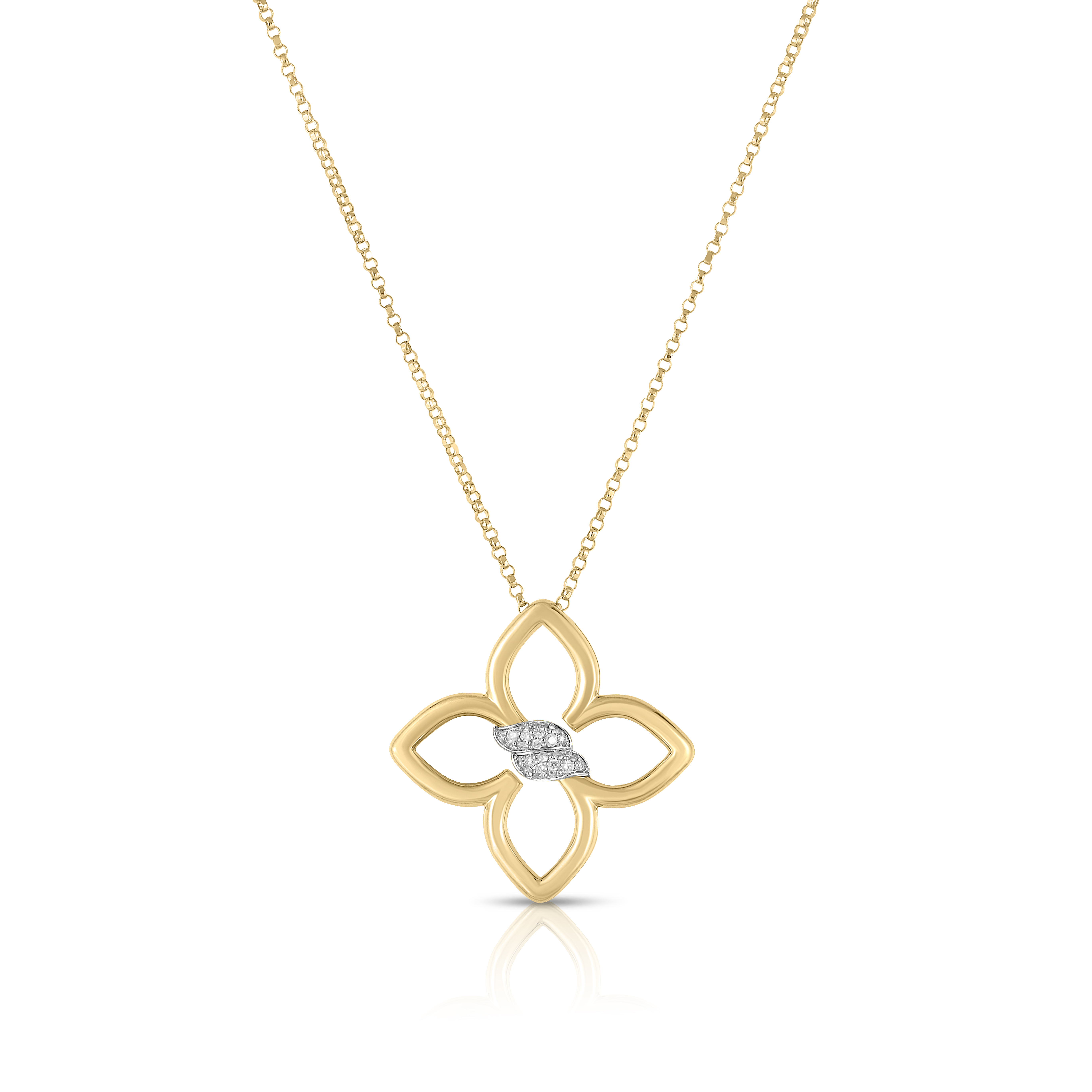 18k Yellow/white Gold Cialoma Small Diamond Flower Necklace