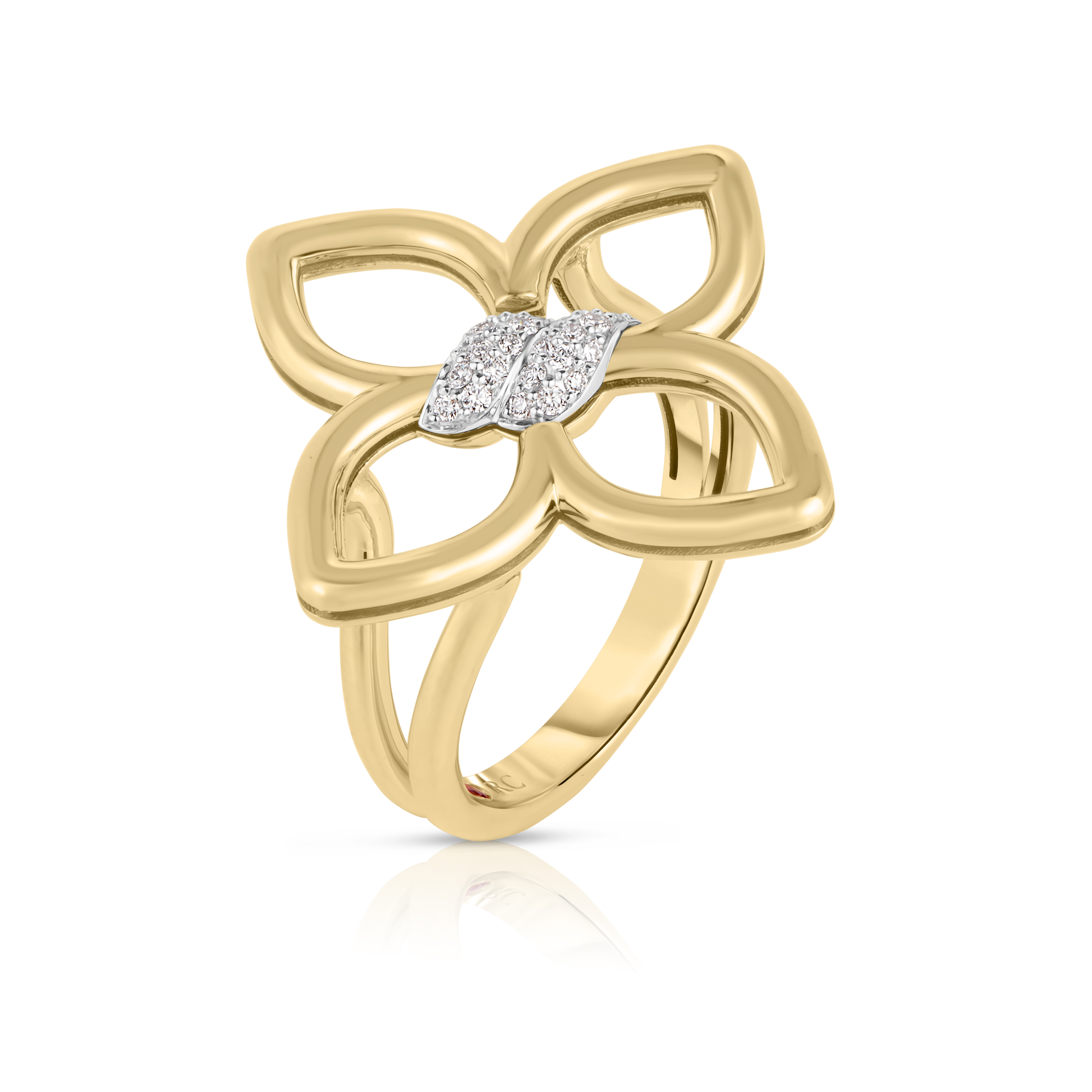 18k Yellow/white Gold Cialoma Small Diamond Flower Ring
