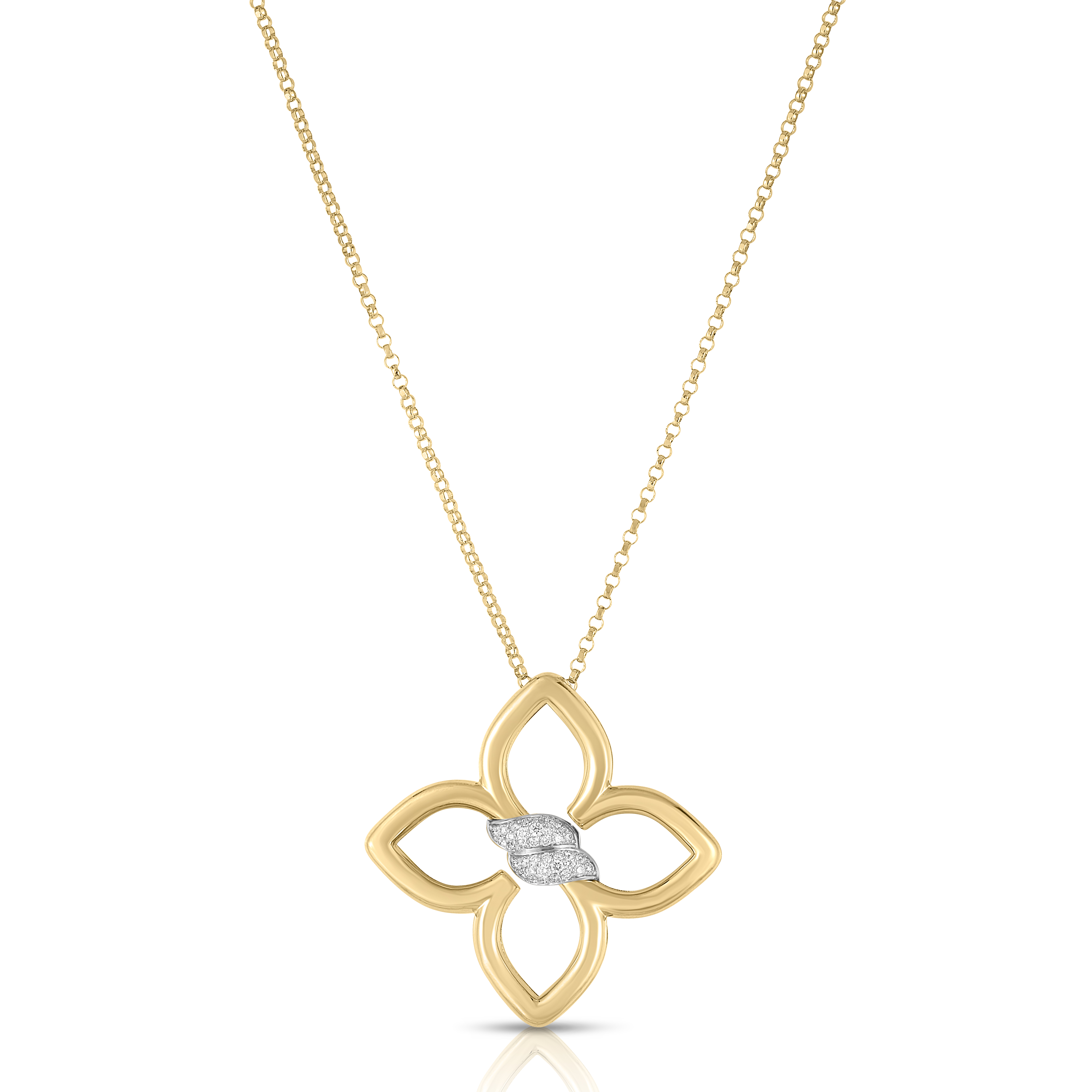 18k Yellow/white Gold Cialoma Medium Diamond Flower Necklace