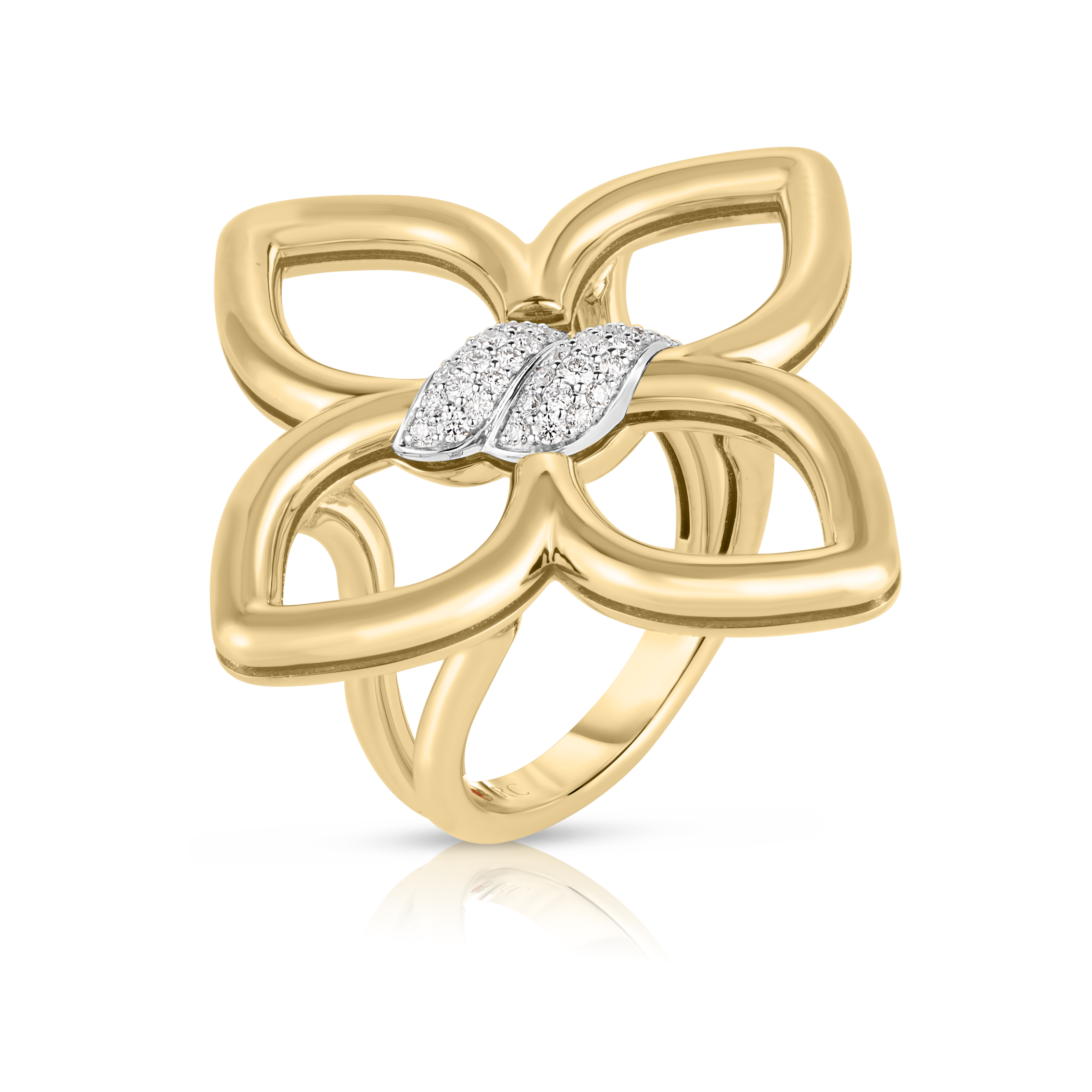 18k Yellow/white Gold Cialoma Medium Diamond Flower Ring