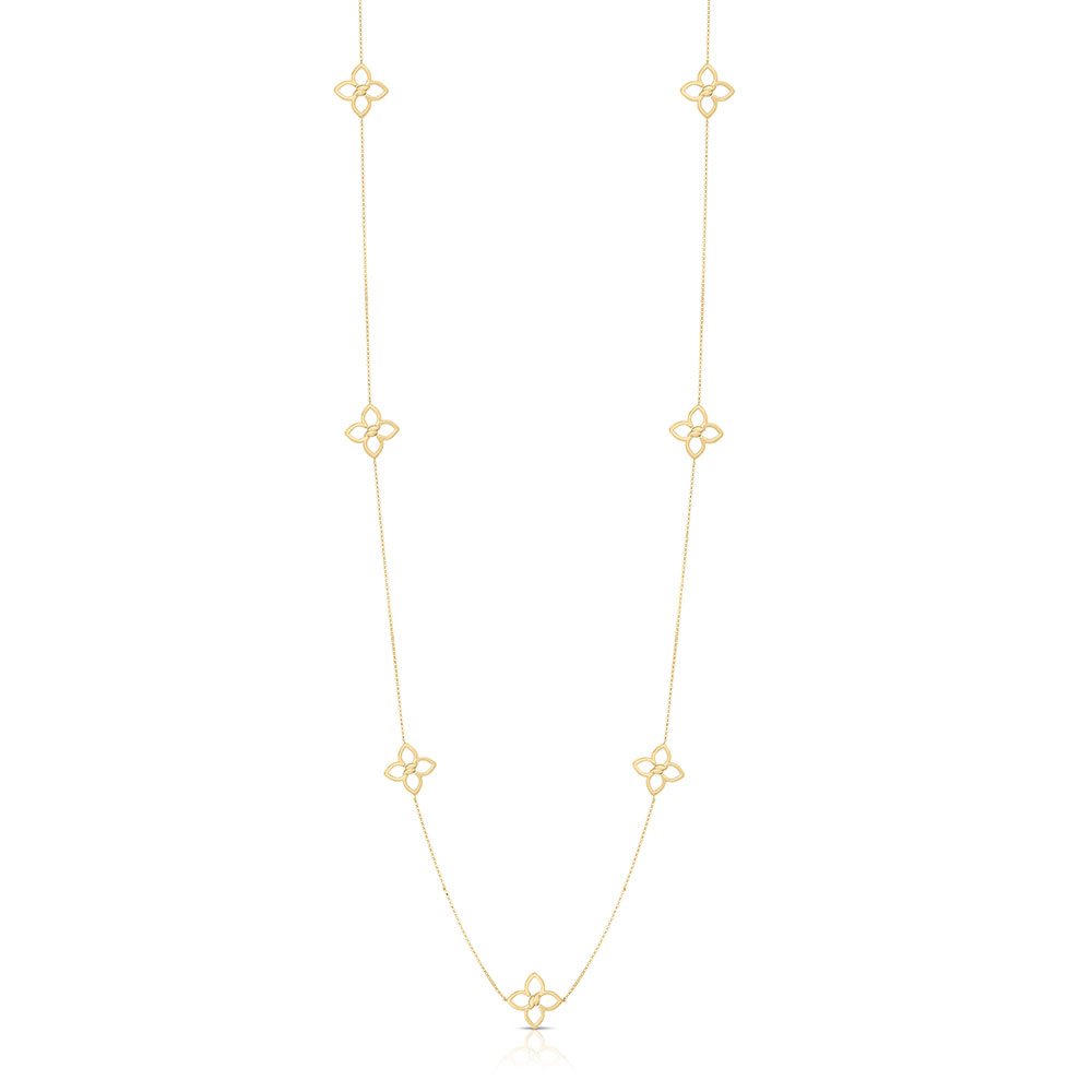 18k Yellow/white Gold Cialoma Diamond Flower Station Long Necklace