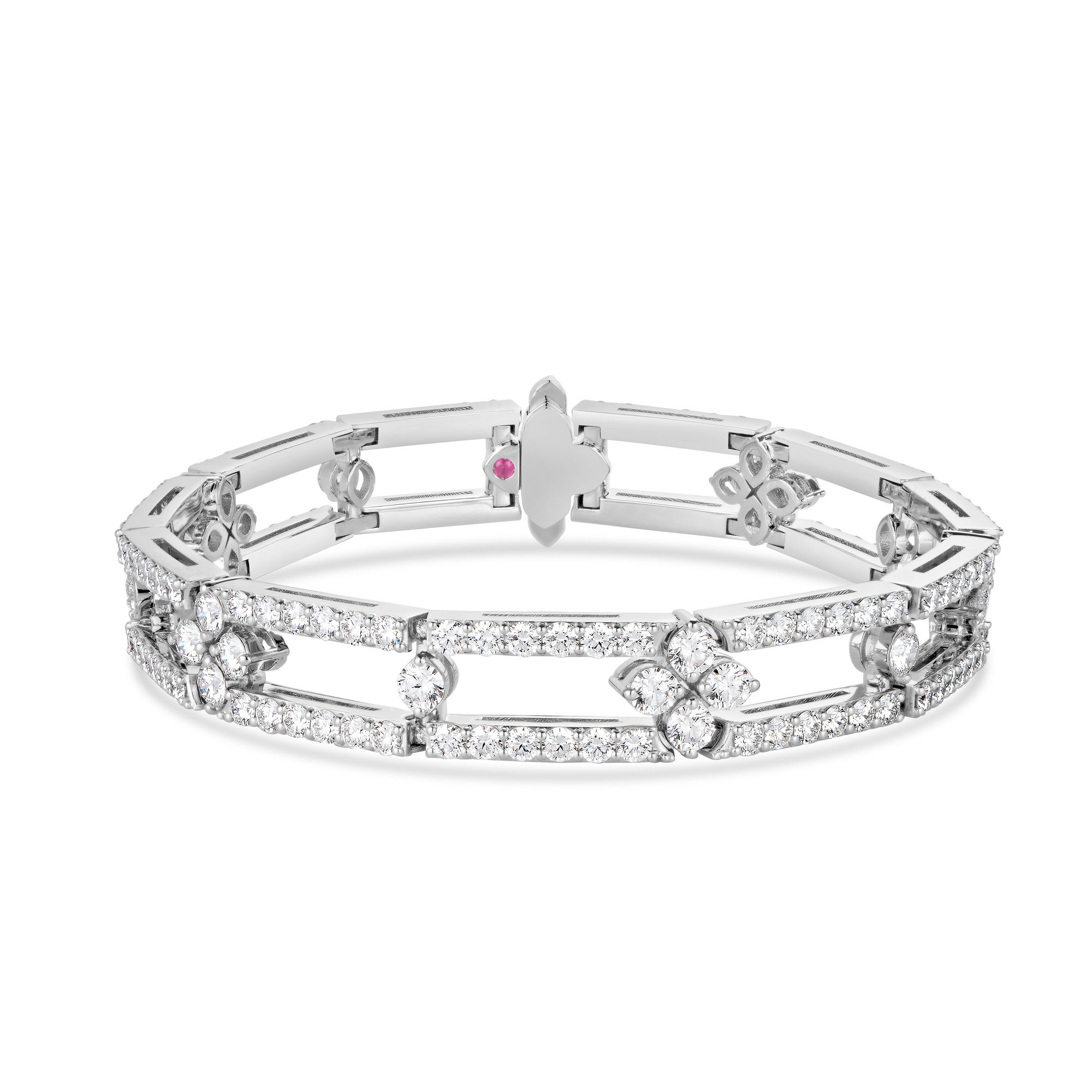 18k White Gold Love In Verona Open Frame Pave Diamond Bracelet