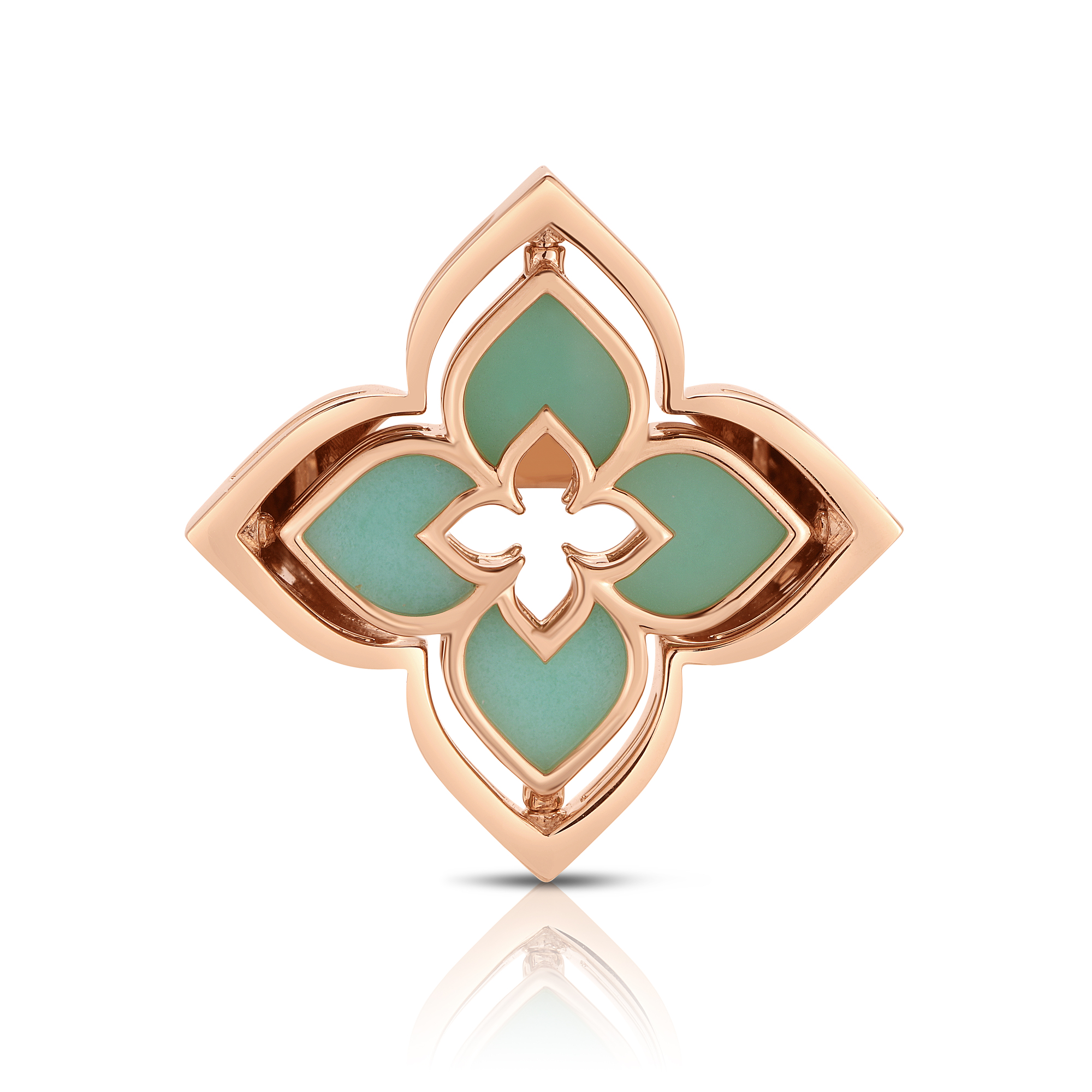 18k Rose Gold Venetian Princess Pirouette Diamond & Chrysoprase Flower Ring