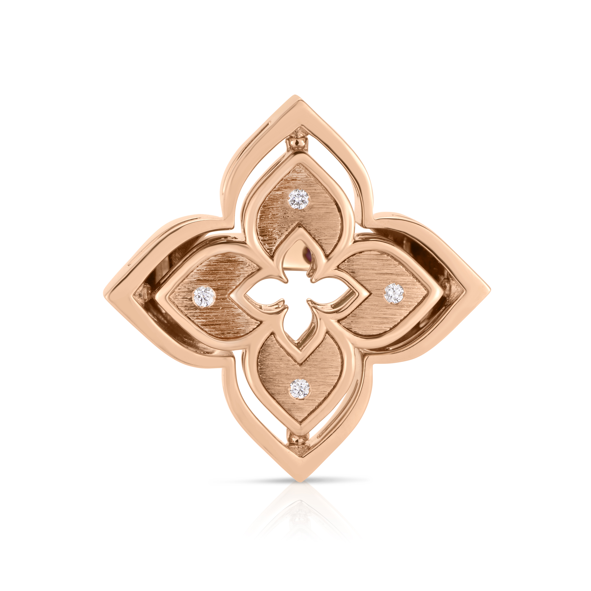 18k Rose Gold Venetian Princess Pirouette Diamond & Chrysoprase Flower Ring