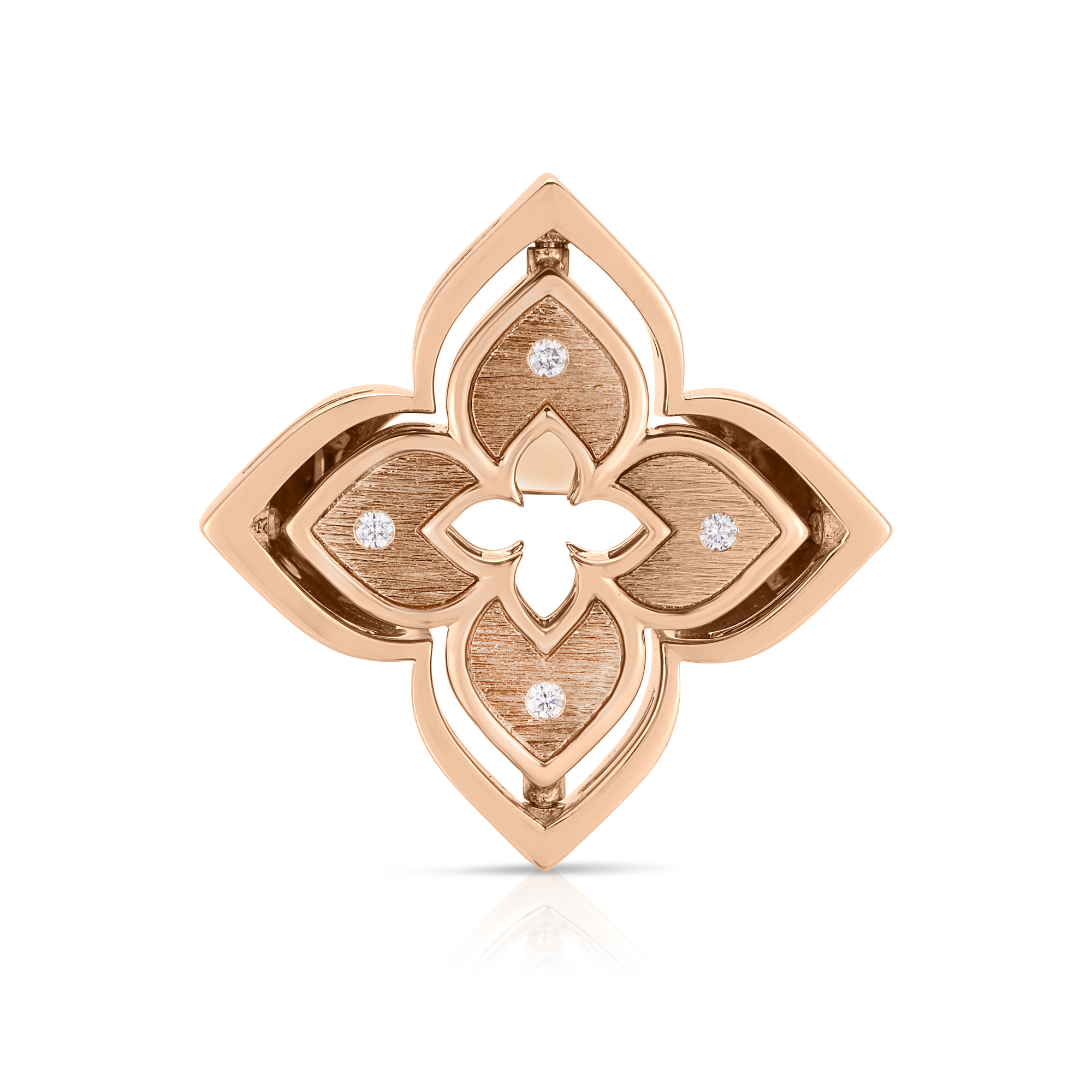 18k Rose Gold Venetian Princess Pirouette Diamond & Rhodonite Flower Ring