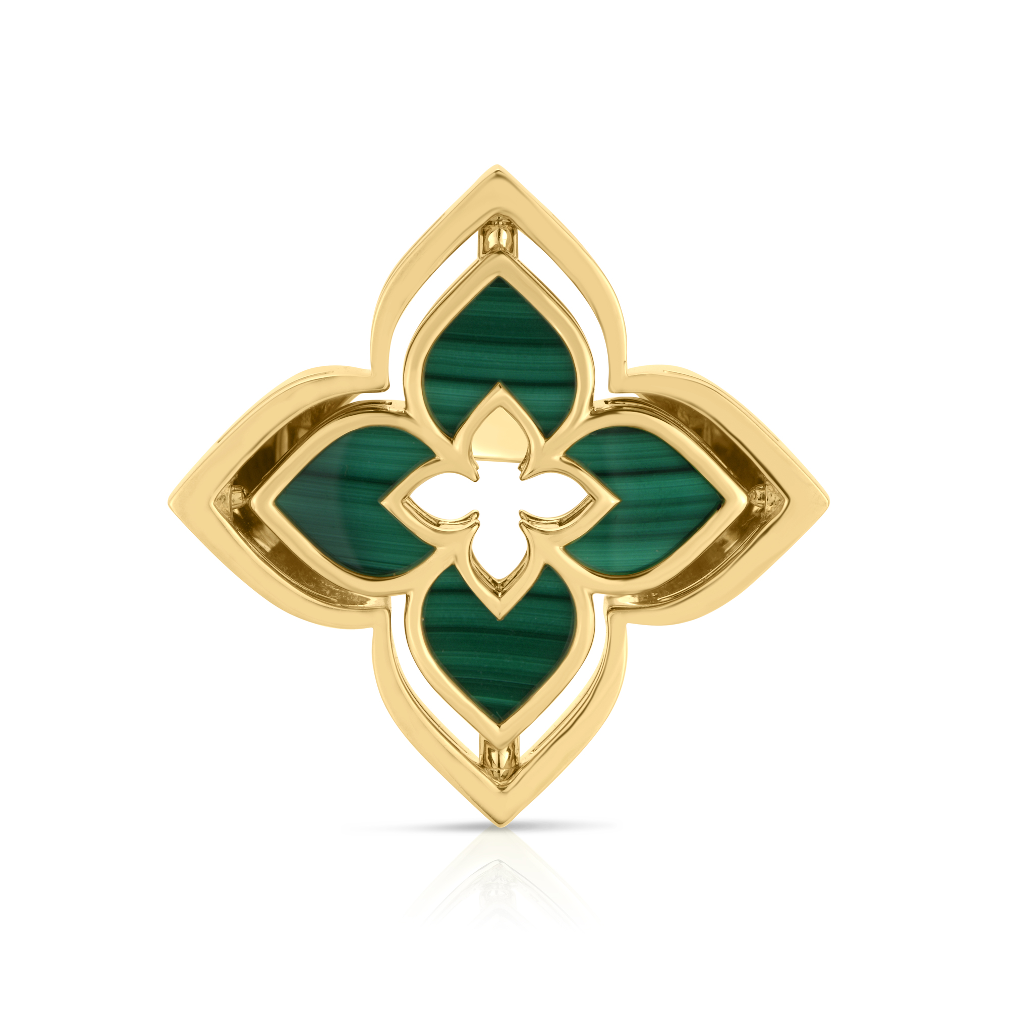 18k Yellow Gold Venetian Princess Pirouette Diamond & Malachite Flower Ring