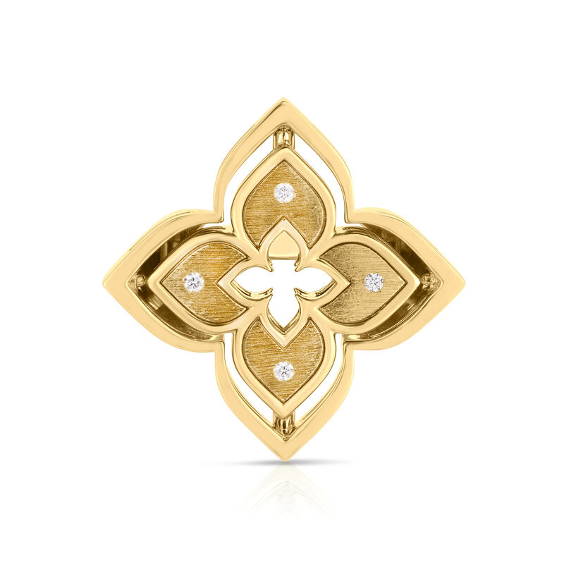 18k Yellow Gold Venetian Princess Pirouette Diamond & Turquoise Flower Ring