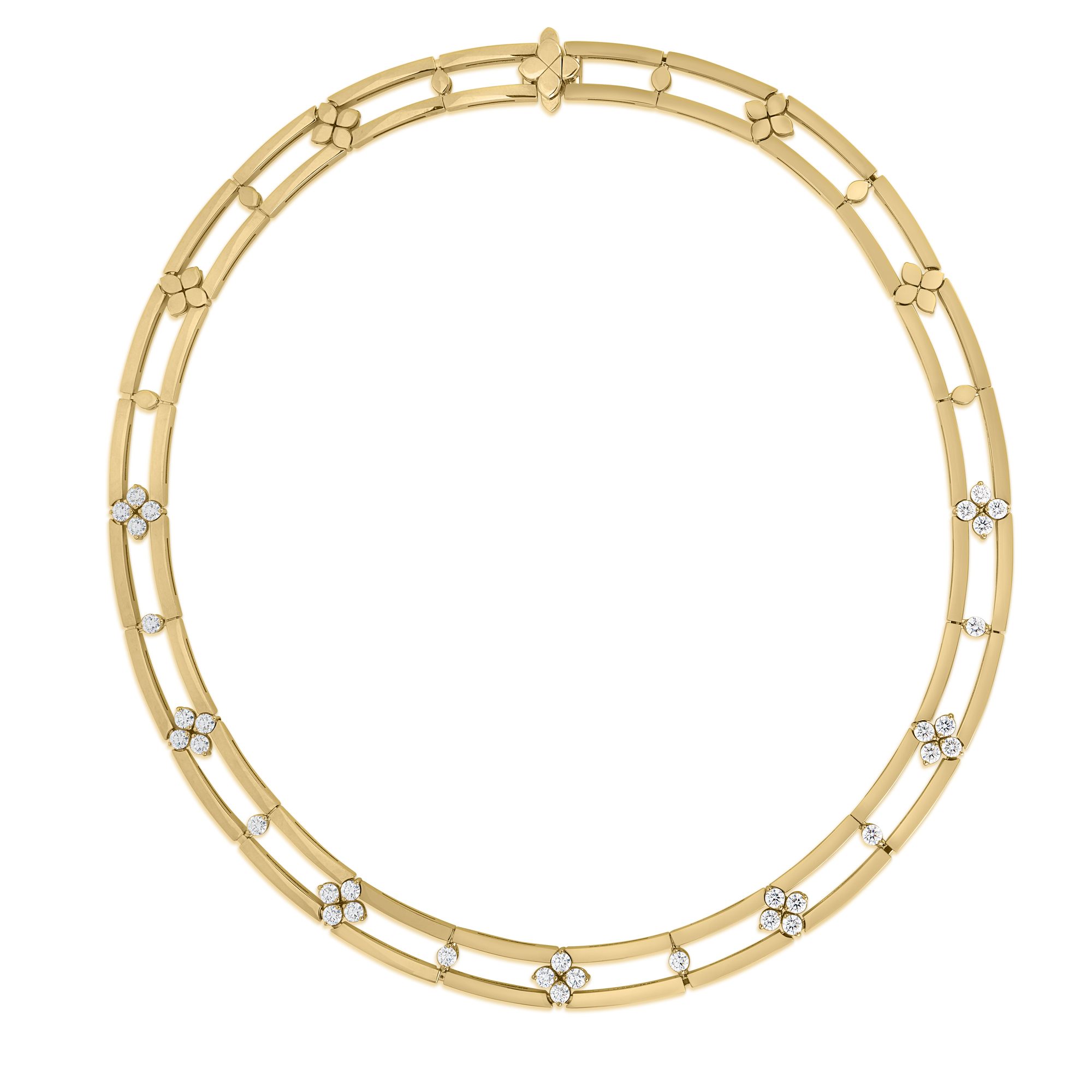 18k Yellow Gold Love In Verona Open Frame Diamond Collar Necklace