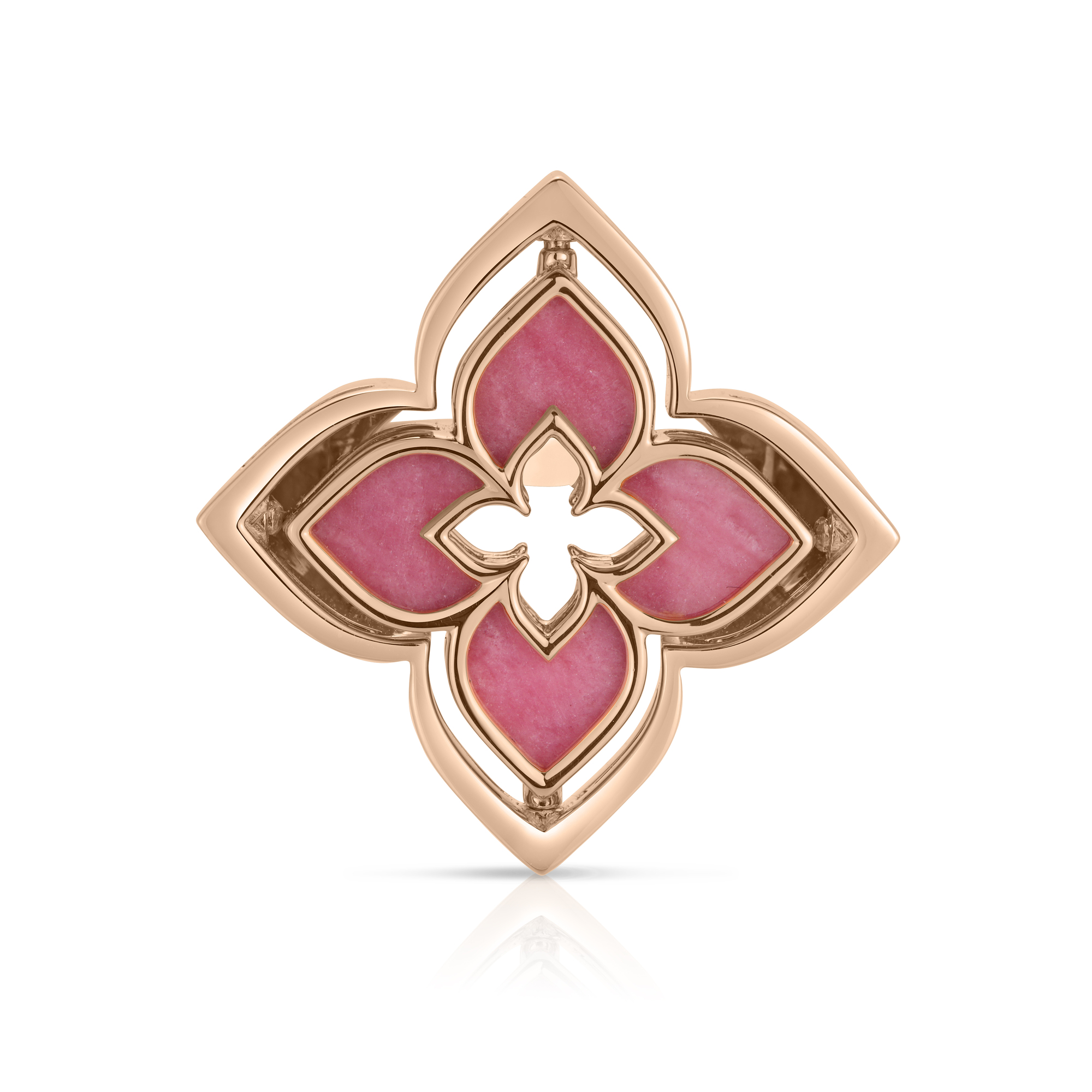 18k Rose Gold Venetian Princess Pirouette Pave Diamond & Rhodonite Flower Ring