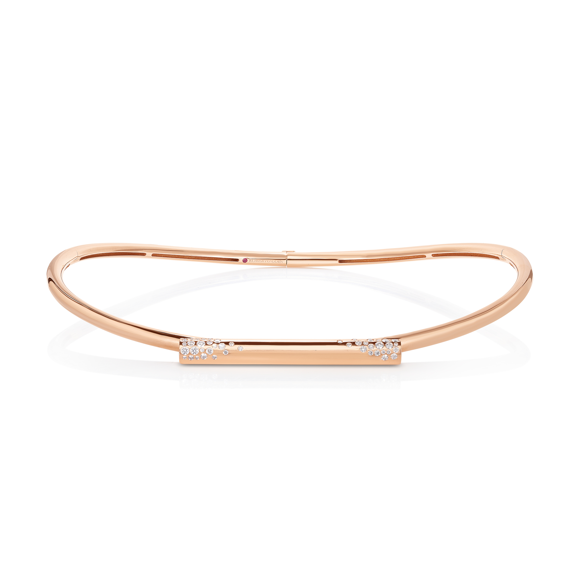 18k Rose Gold Domino Speckled Diamond Bar Collar Necklace