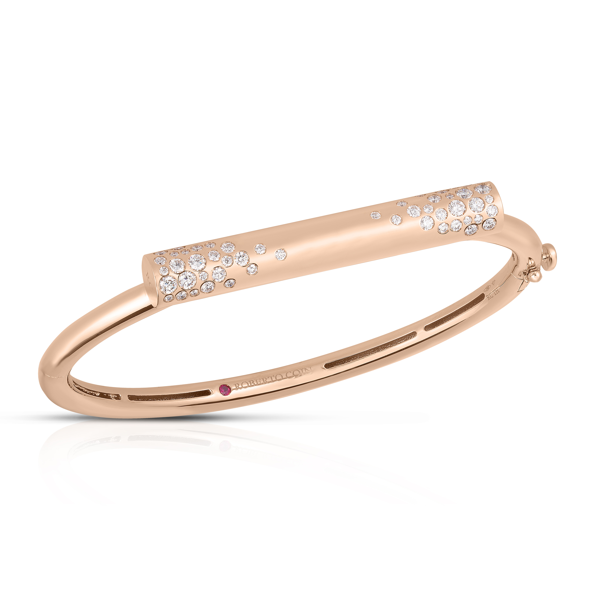 18k Rose Gold Domino Speckled Diamond Bar Bangle