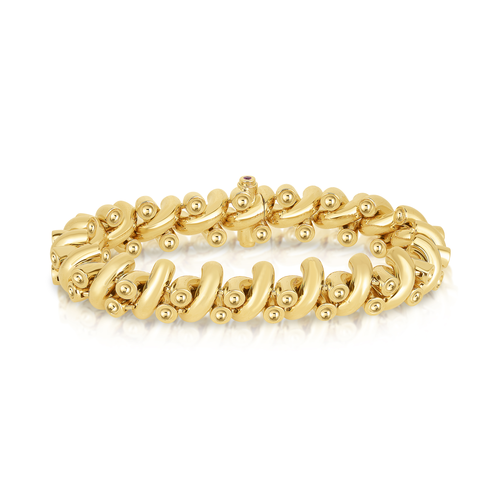 18k Yellow Designer Gold Reversible Twisted Link Bracelet