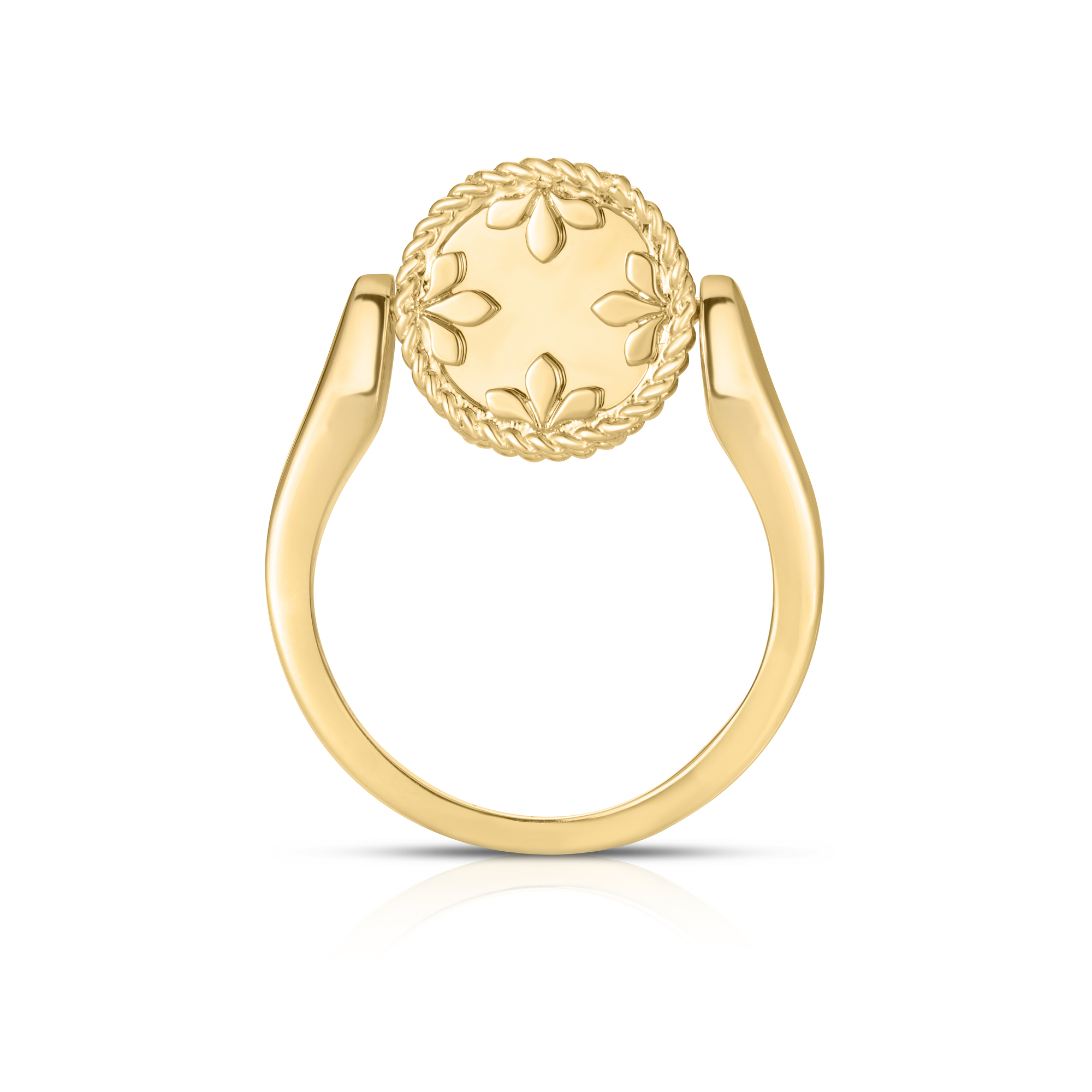 18k Yellow Gold Venetian Medallions Small Diamond & Mother Of Pearl Reversible Ring