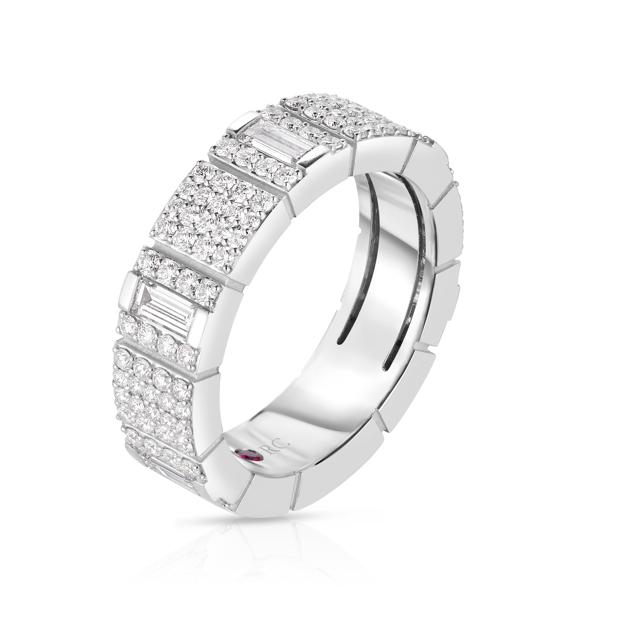 18k White Gold Obelisco Mixed Cut Pave Diamond Ring