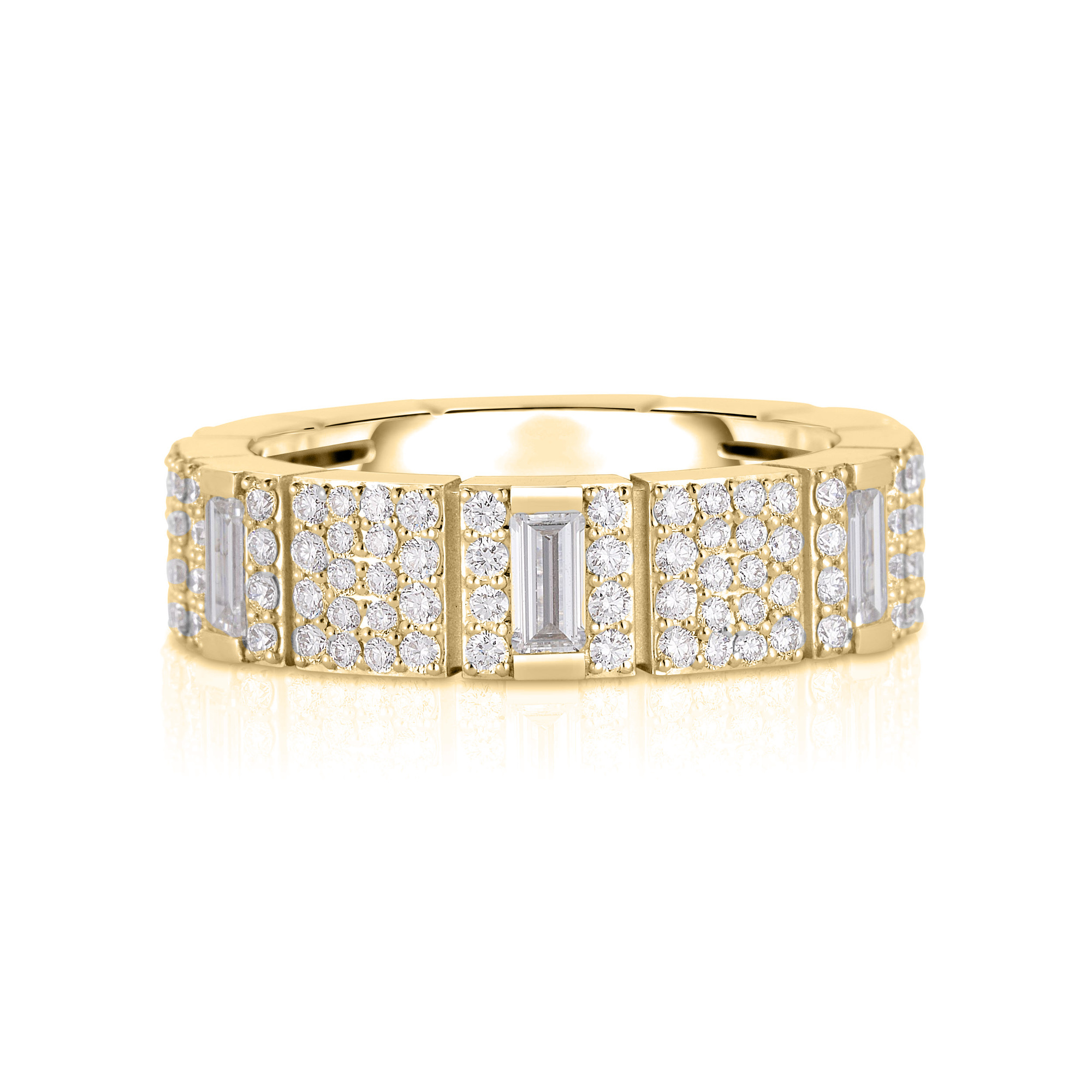 18k Yellow Gold Obelisco Mixed Cut Pave Diamond Ring